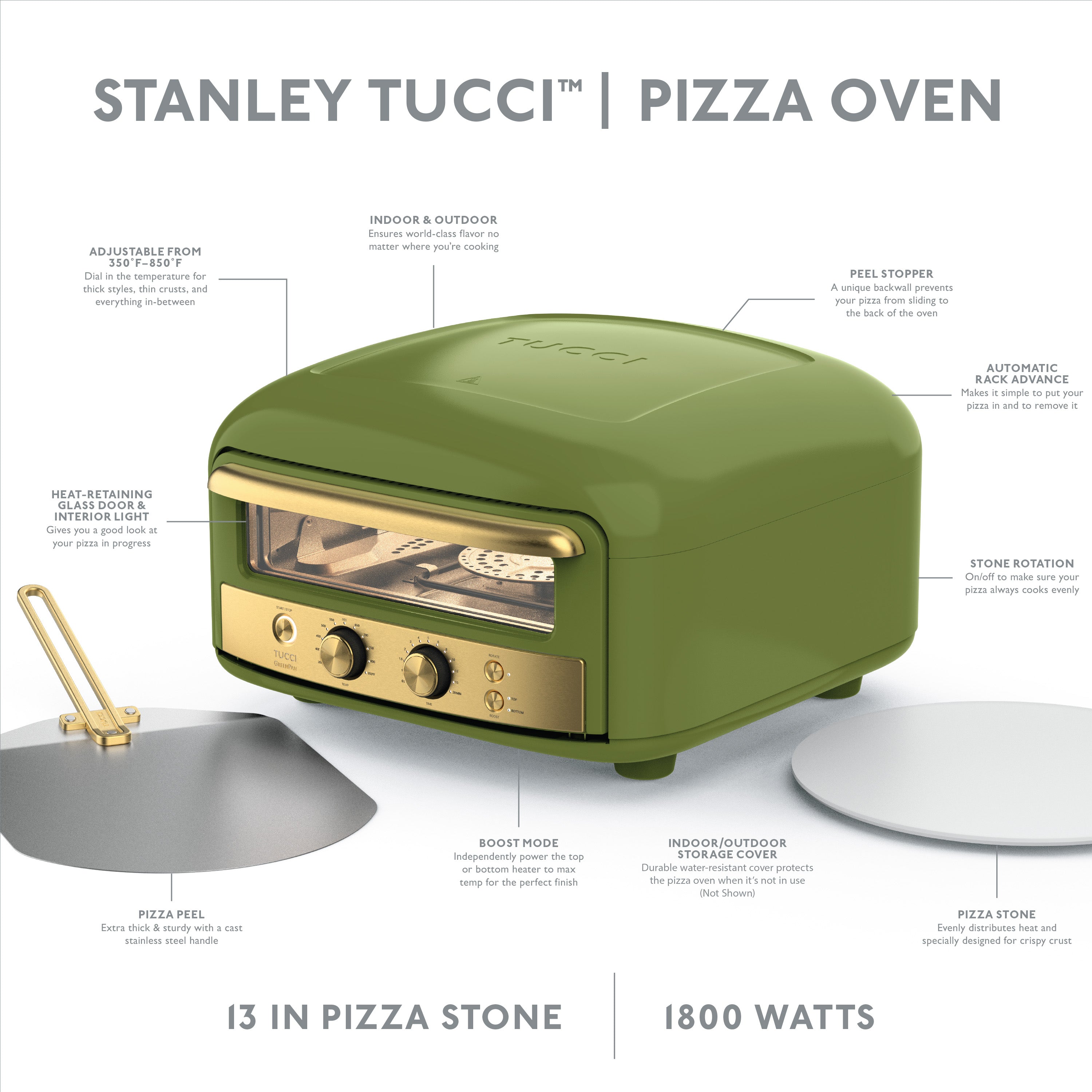 Stanley Tucci™ Indoor and Outdoor Pizza Oven – Tuscan Olive