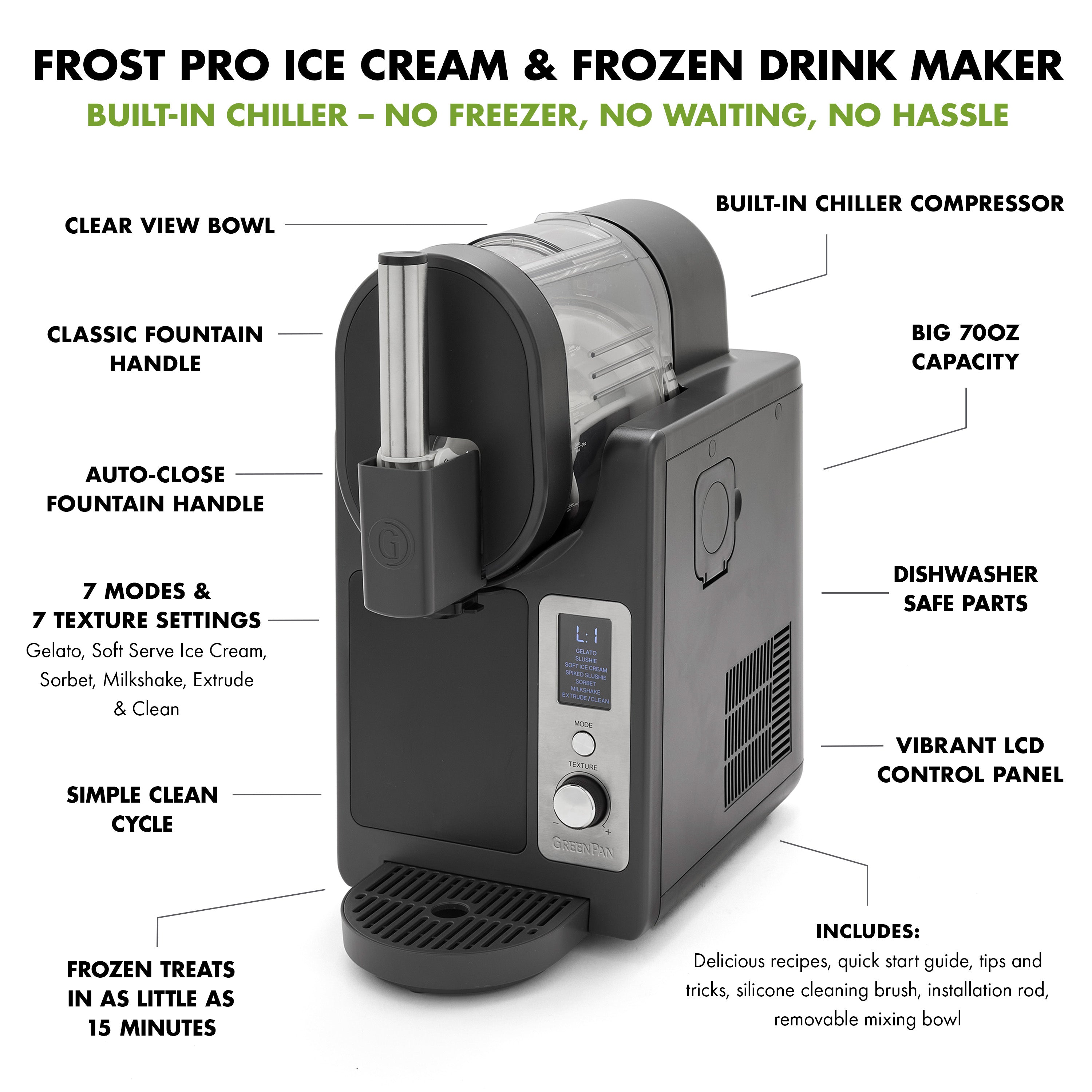 Frost Pro 16-in-1 Ice Cream, Gelato & Frozen Drink Maker — Licorice Black