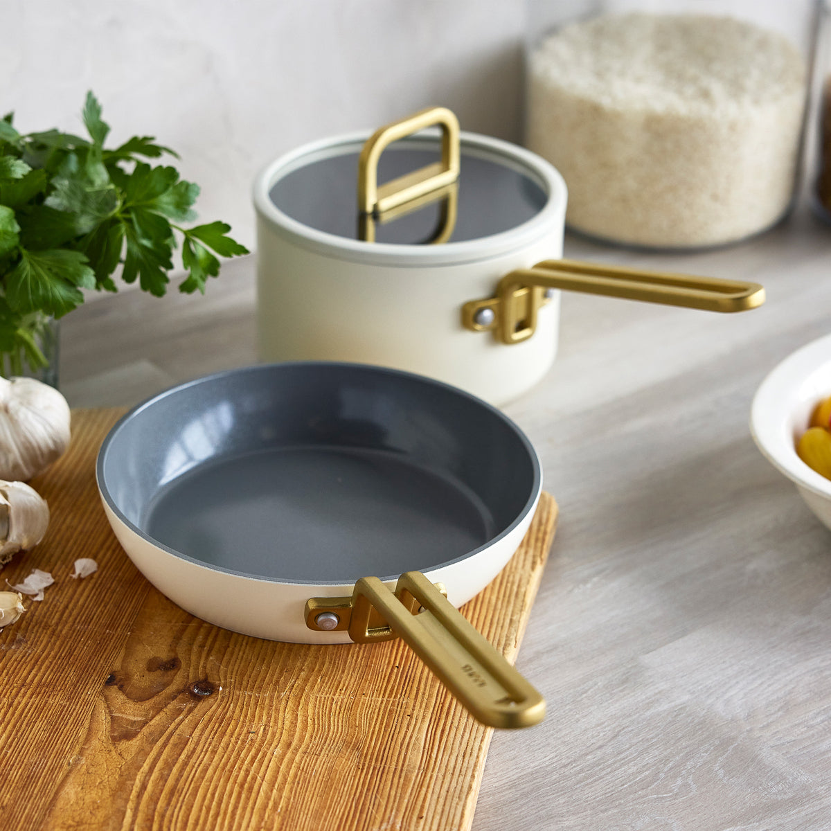GreenPan Stanley Tucci™ Ceramic Nonstick 3-Piece Mini Set – Carrara White
