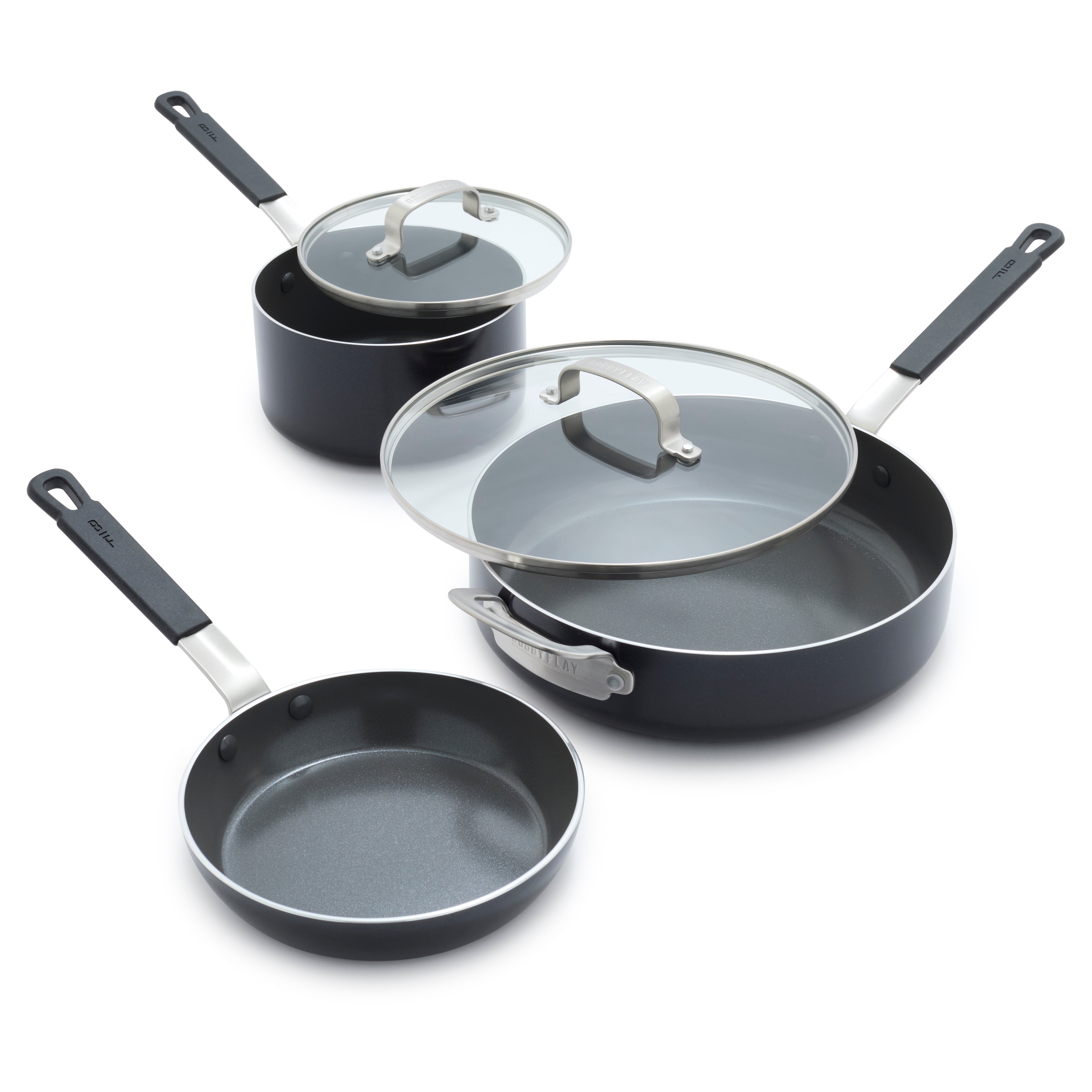 GreenPan Bobby Flay Kitchen Essentials Ceramic Nonstick Cookware Set, Black