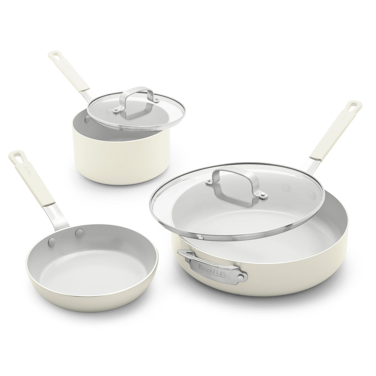 Bobby Flay by GreenPan Kitchen Essentials Ceramic Nonstick Cookware Set - Cream