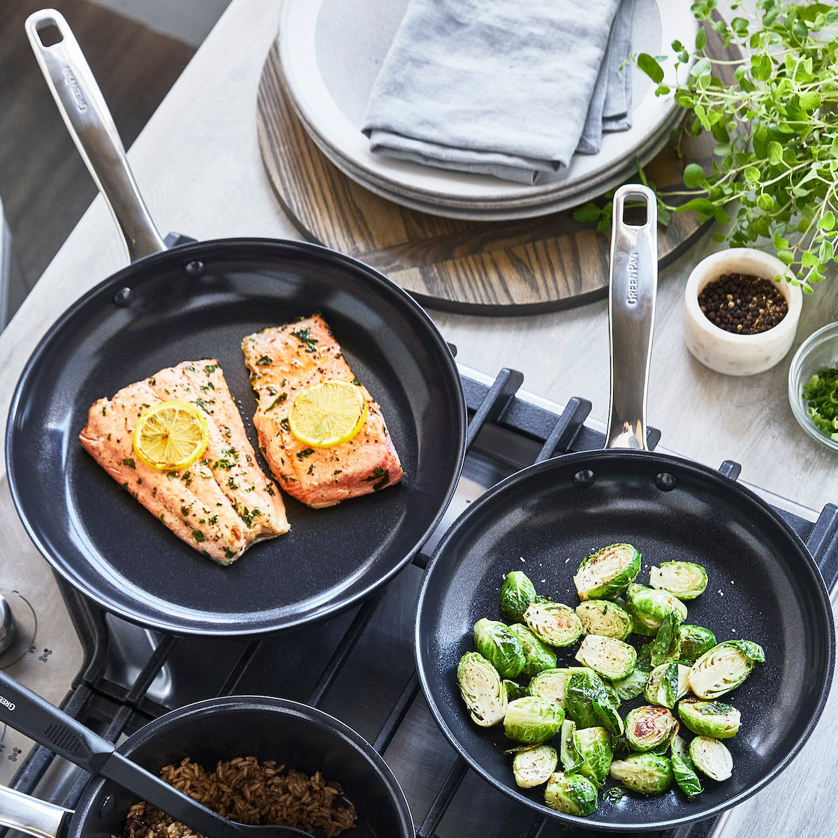GreenPan Chatham Black Ceramic Nonstick Frypan Set, 10-inch and 12-inch