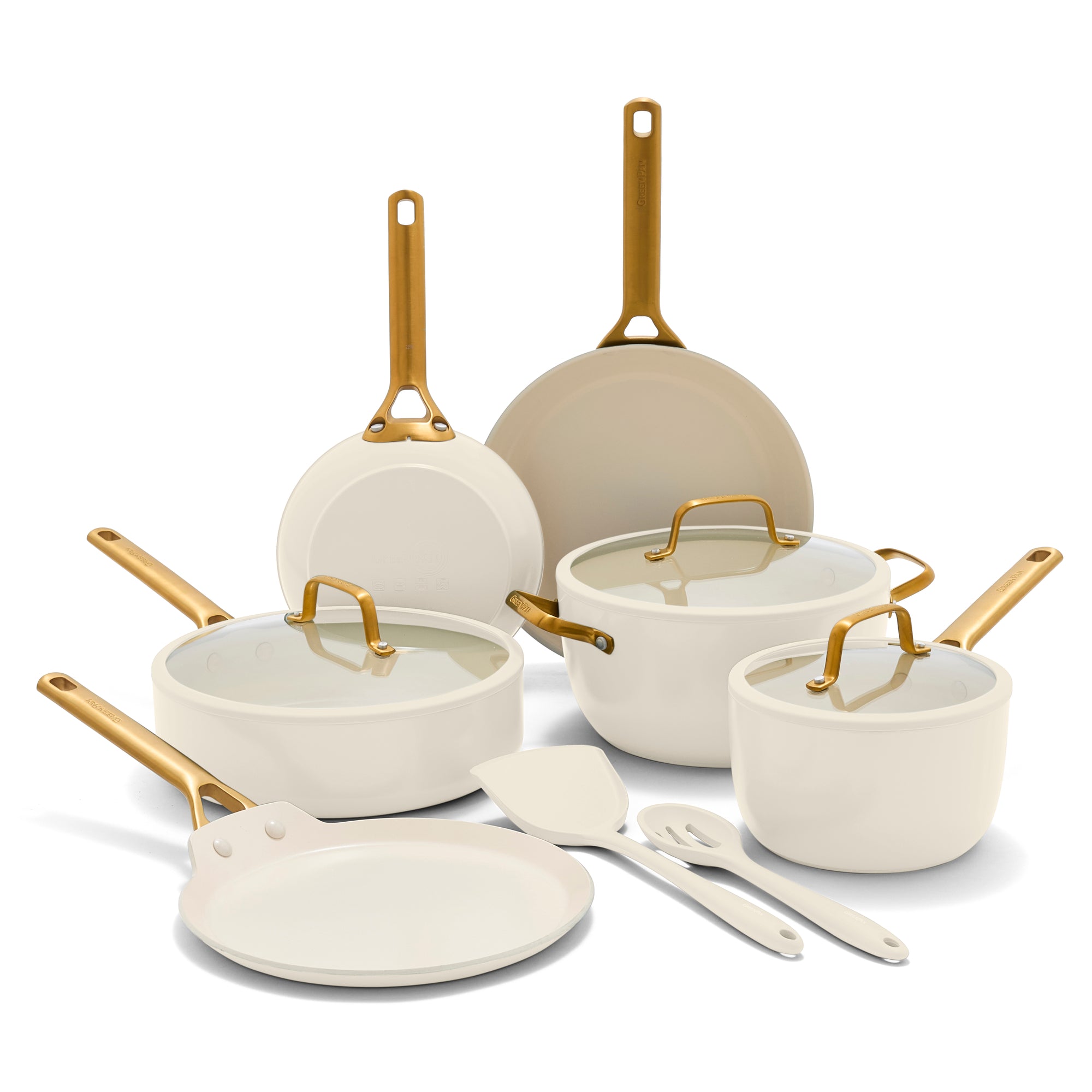 GreenPan Reserve Pro Ceramic Nonstick 11-Piece Cookware Set | Cream