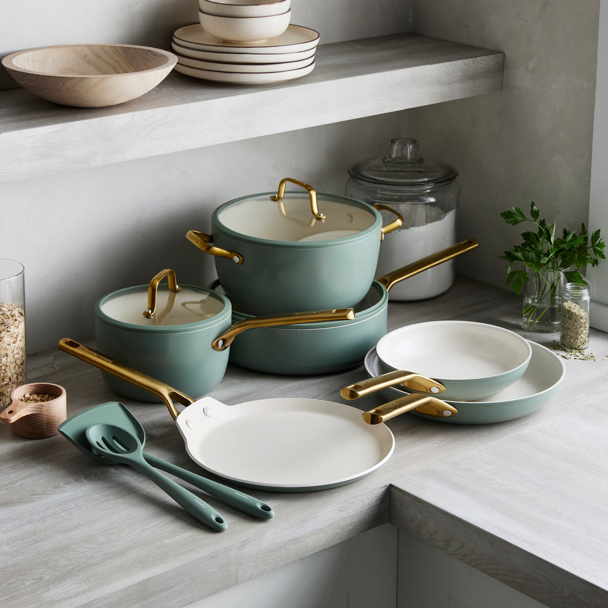 GreenPan Reserve Pro Ceramic Nonstick 11-Piece Cookware Set | Moss