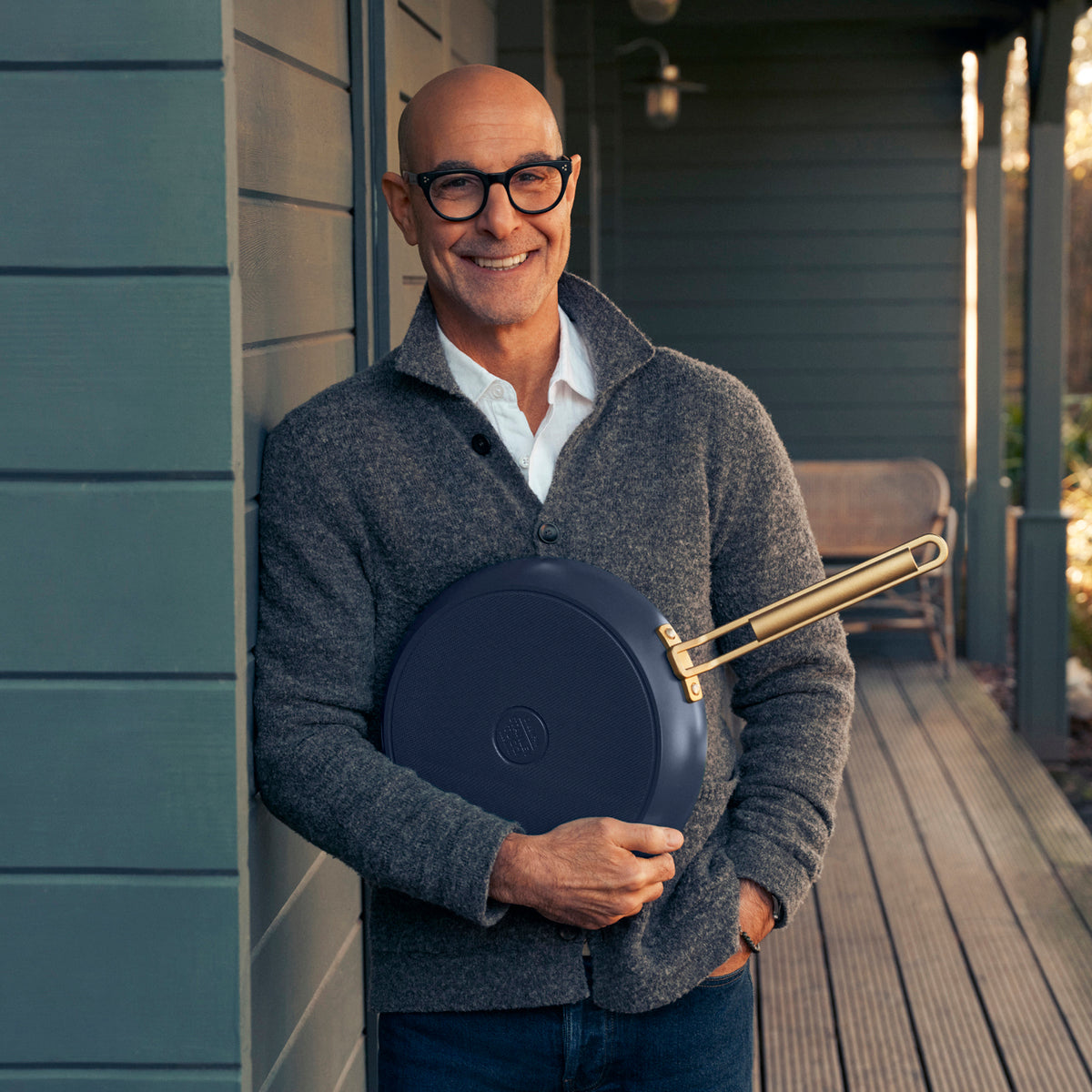 GreenPan Stanley Tucci™ Ceramic Nonstick 4-Piece Frypan Set, 8", 10", 12" Frying Pans, Marino Blue