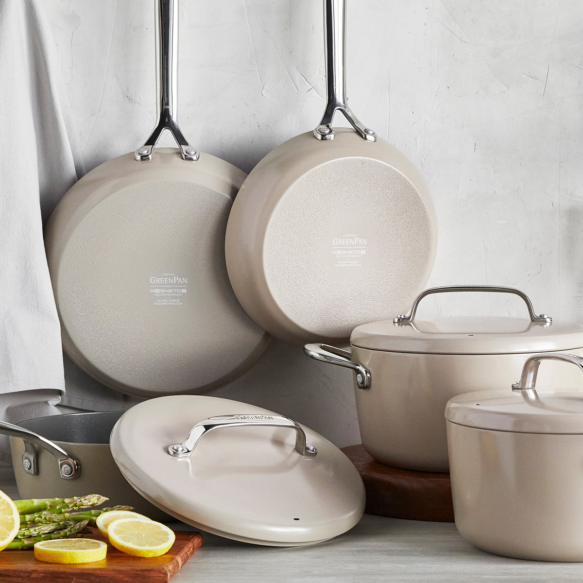 GreenPan GP5 11-Piece Ceramic Nonstick Cookware Set with Mirror Handles – Taupe