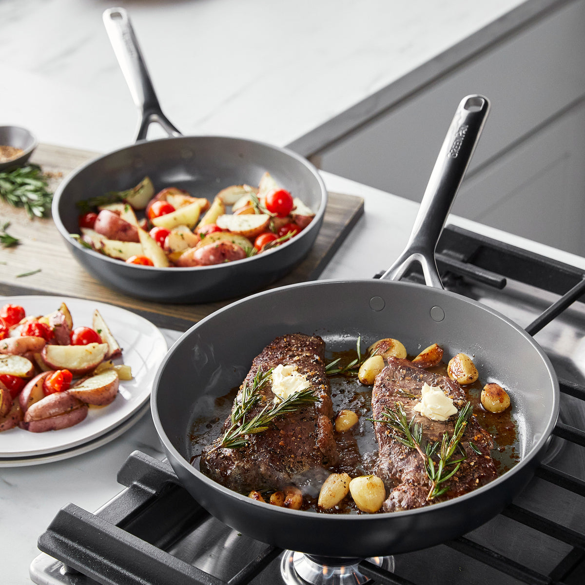 GP5 Colors Ceramic Nonstick 11-Piece Cookware Set with Mirror Handles — Slate