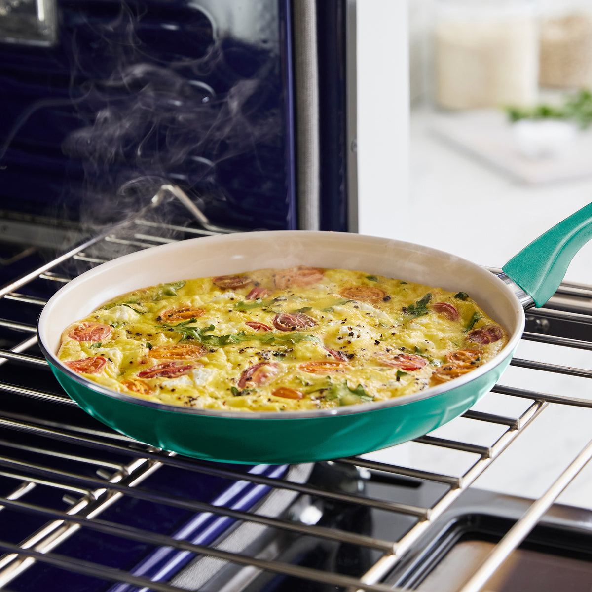 GreenPan Rio Ceramic Nonstick 8" Frypan with Silicone Spatula, Turquoise