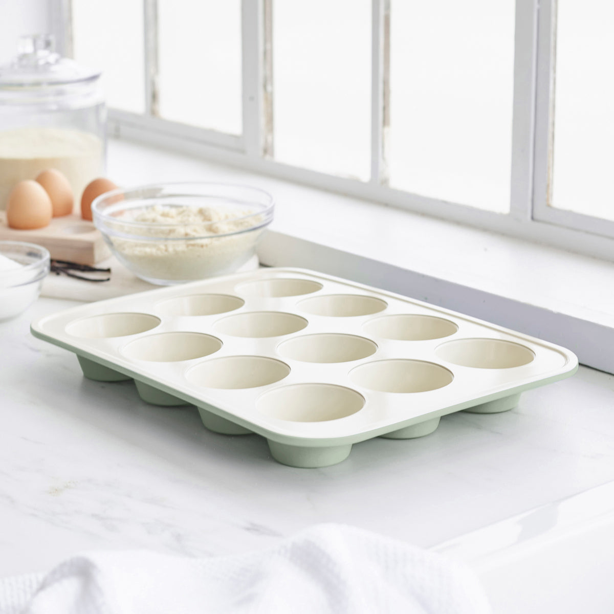 GreenLife Ceramic Nonstick Muffin Pan, Sage Green