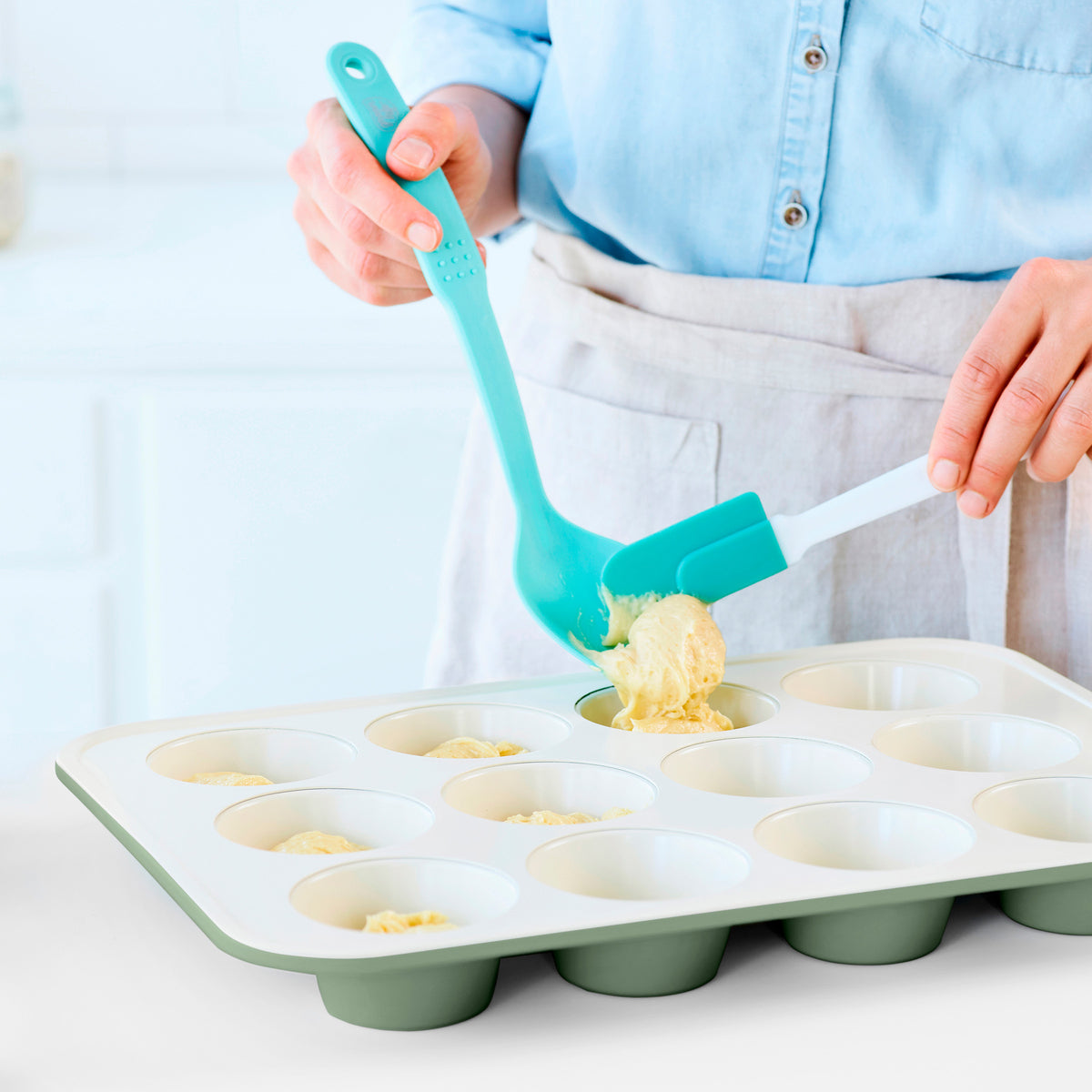 GreenLife Ceramic Nonstick Muffin Pan, Sage Green