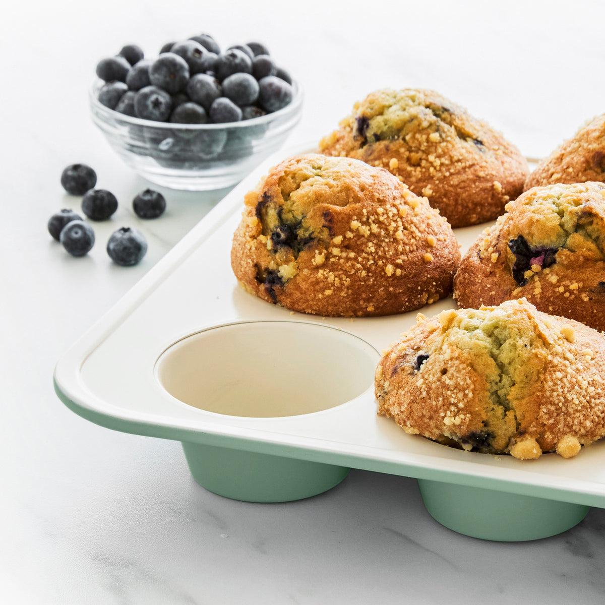GreenLife Ceramic Nonstick Muffin Pan, Sage Green