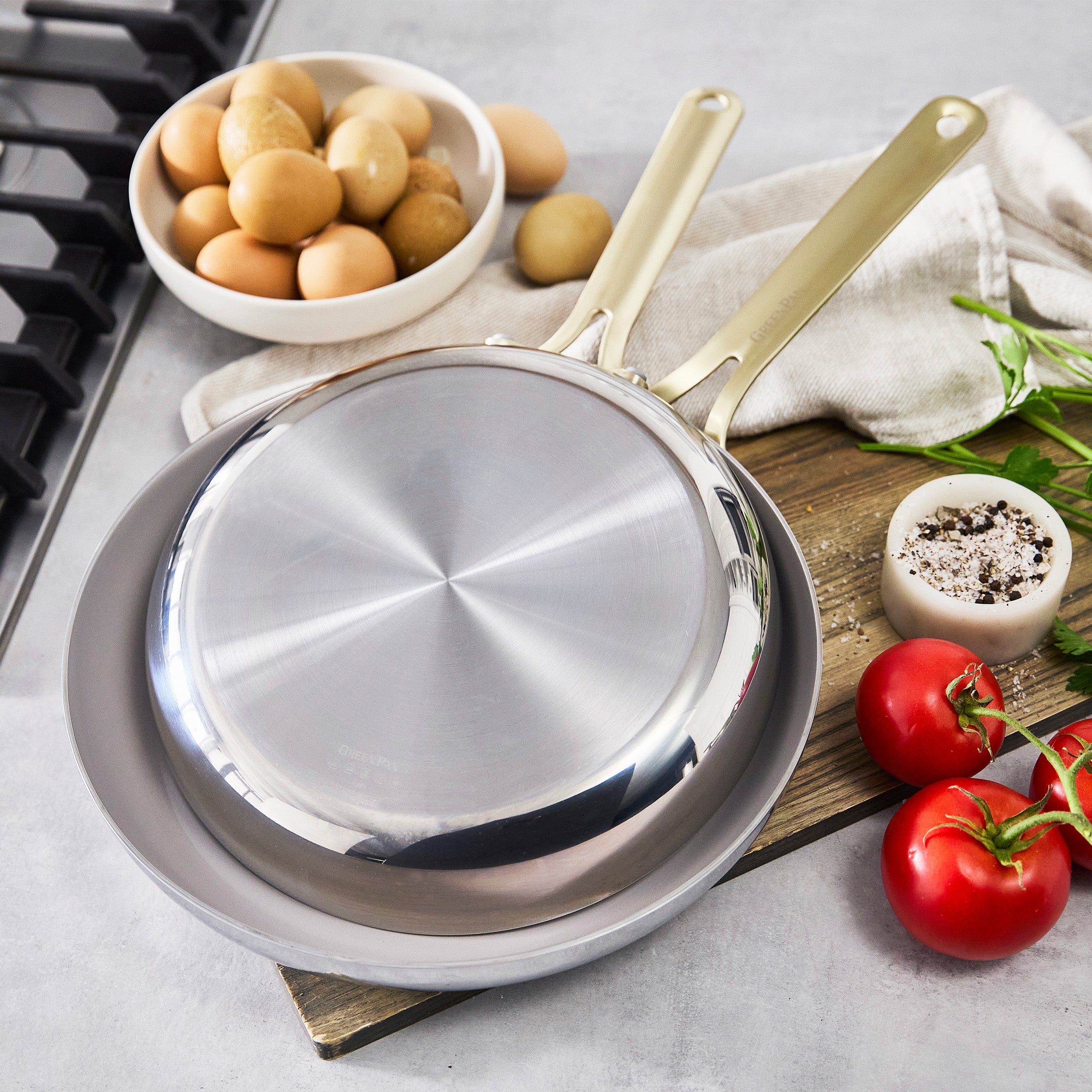 GreenPan Nova Gallery Stainless Steel 10" and 12" Frypan Set