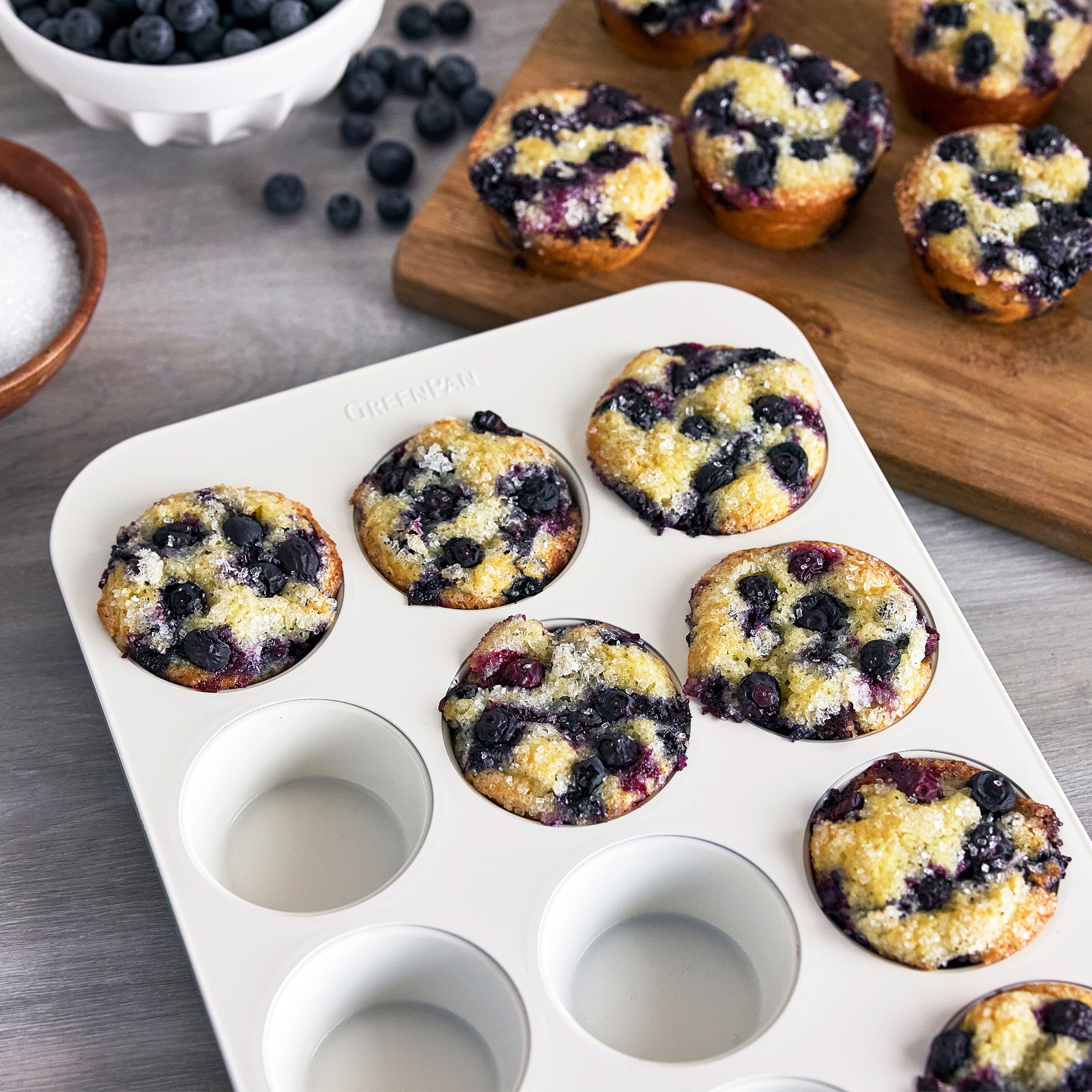 GreenPan Reserve Bakeware 12-Cup Muffin Pan, Cream