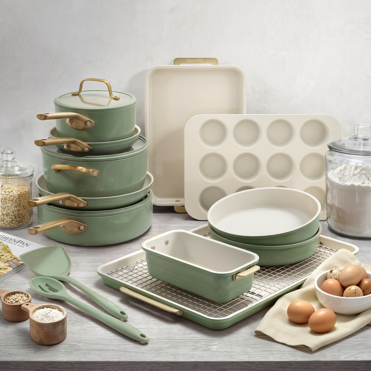 GreenPan Reserve Pro 18-Piece Cookware & Bakeware Set | Sage