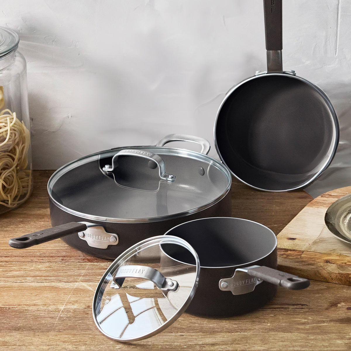 GreenPan Bobby Flay Kitchen Essentials Ceramic Nonstick Cookware Set, Black