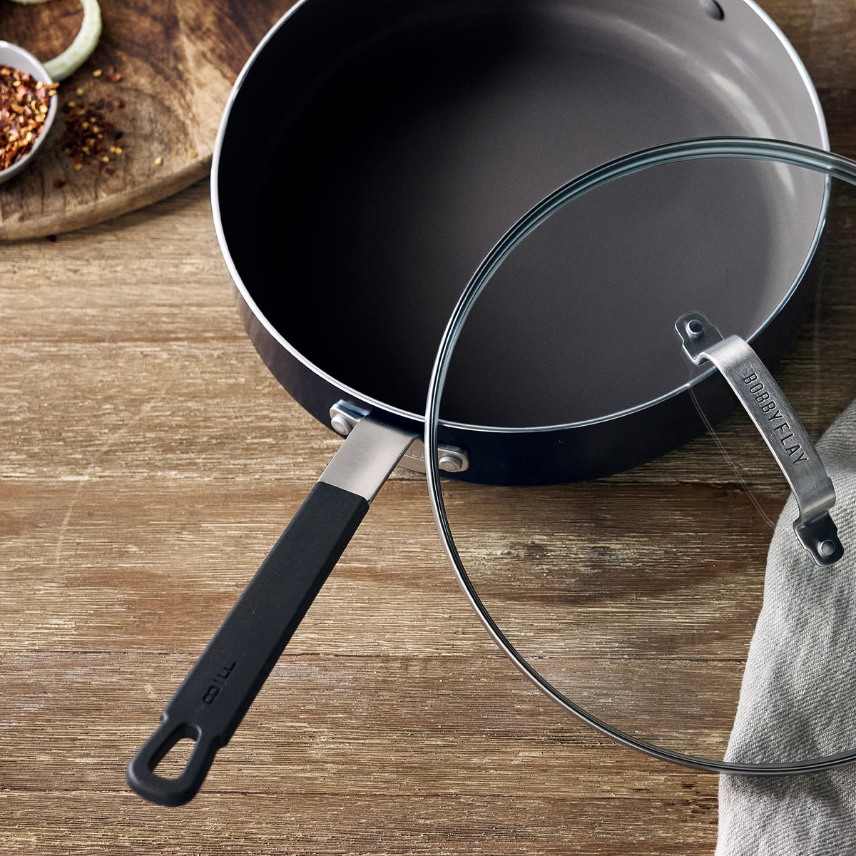 GreenPan Bobby Flay Kitchen Essentials Ceramic Nonstick Cookware Set, Black