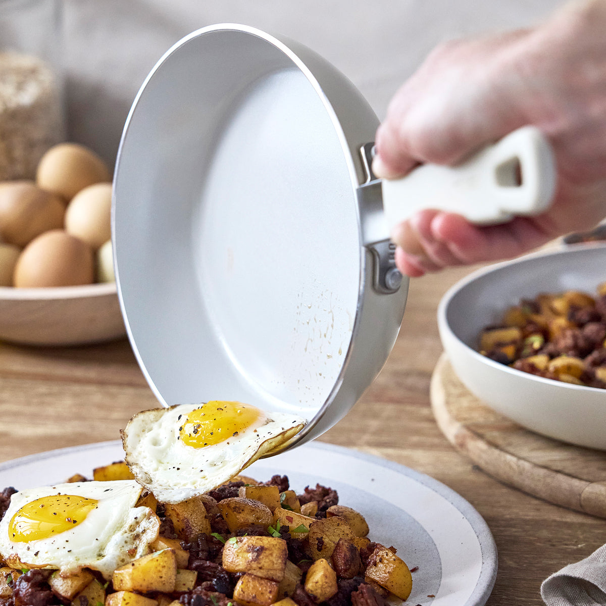 Bobby Flay by GreenPan Kitchen Essentials Ceramic Nonstick Cookware Set - Cream