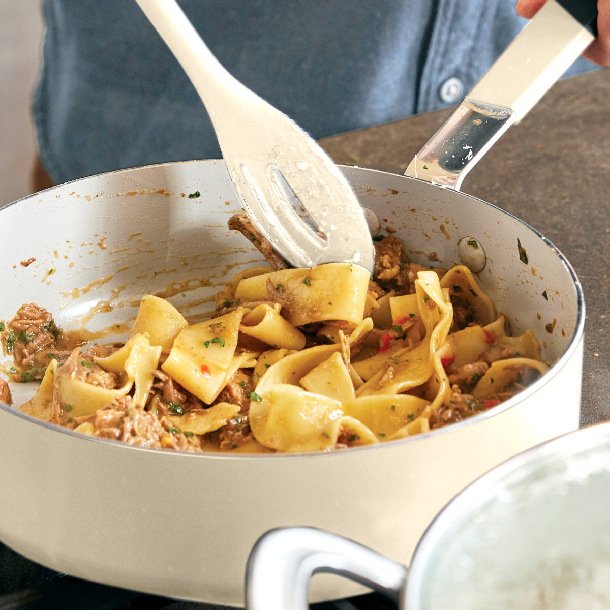 Bobby Flay by GreenPan Kitchen Essentials Ceramic Nonstick Cookware Set - Cream