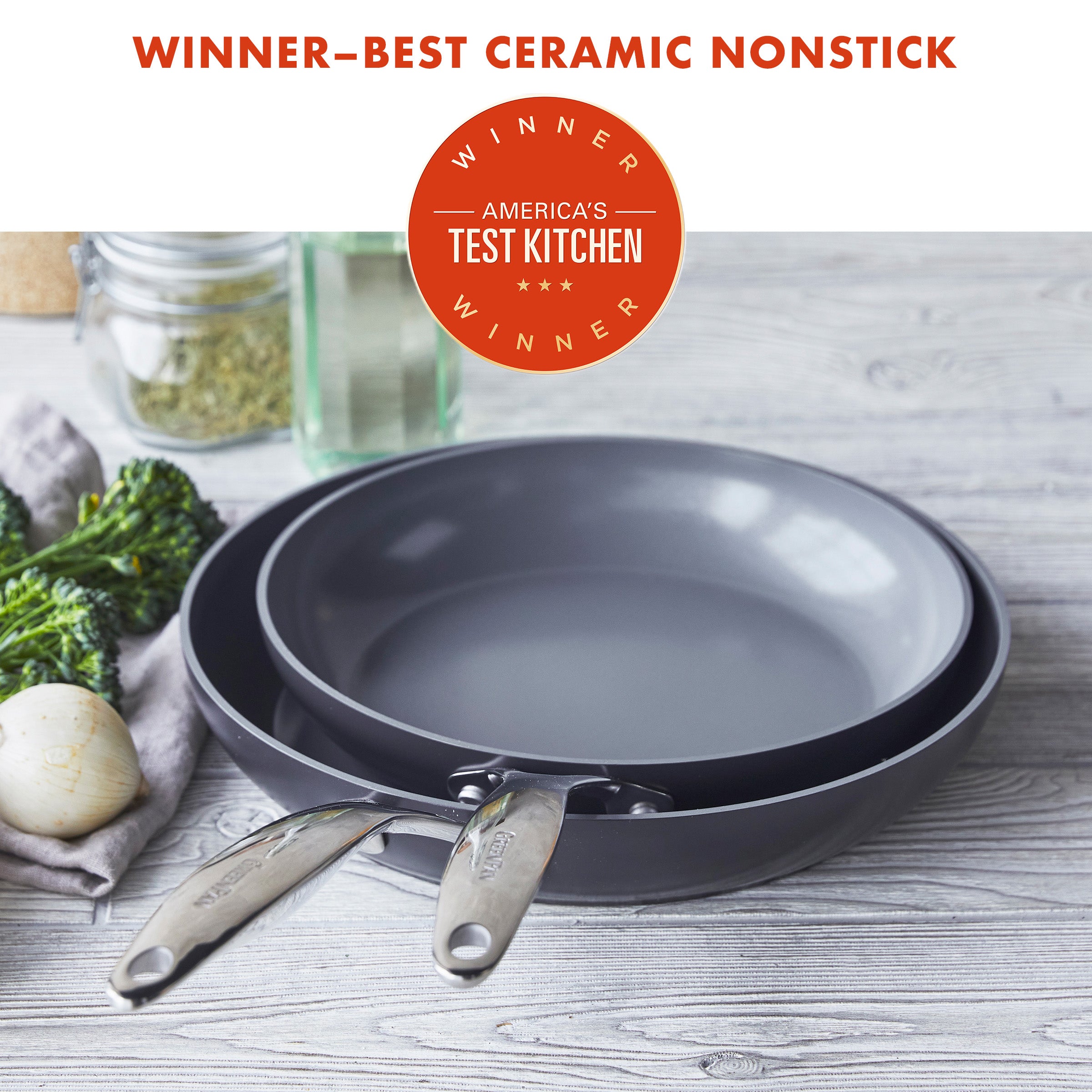 GreenPan Valencia Pro Ceramic Nonstick 10" and 12" Frypan Set