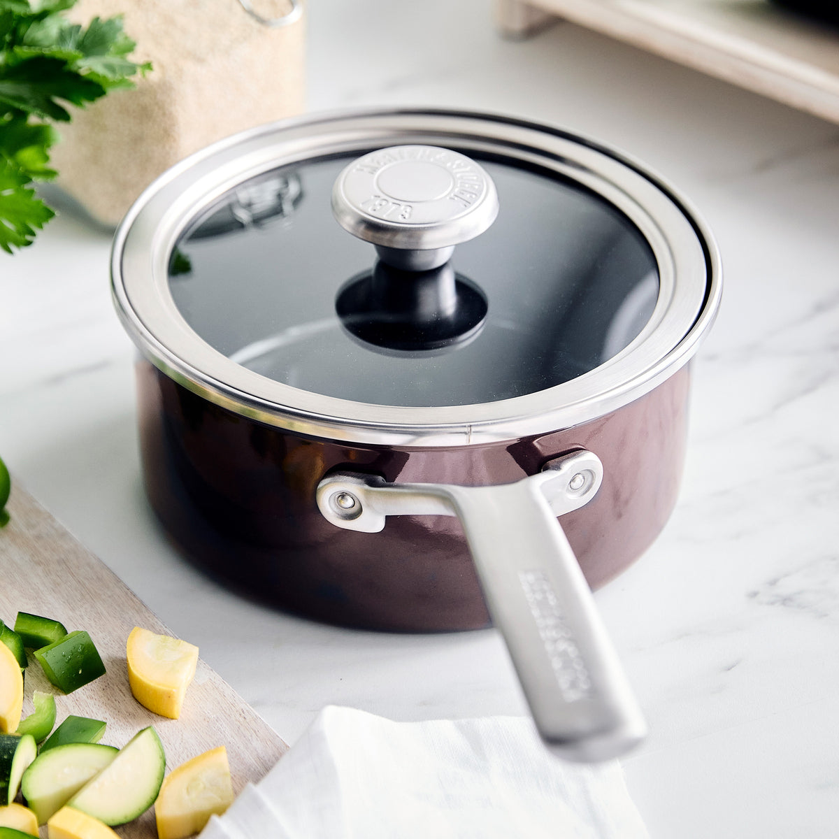 Merten & Storck Steel Core Enameled 2-Quart Saucepan with Lid – Chocolate Truffle