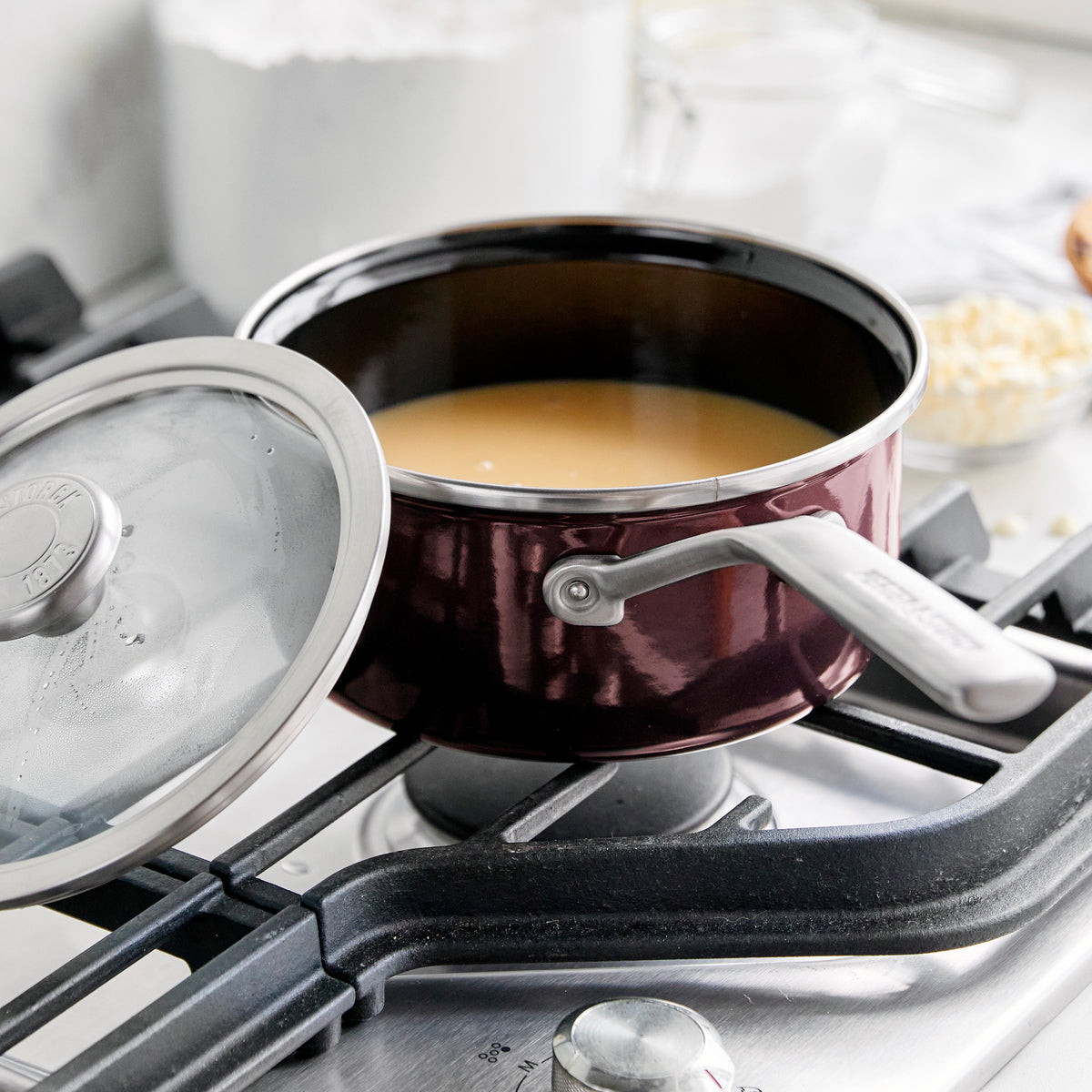 Merten & Storck Steel Core Enameled 2-Quart Saucepan with Lid – Chocolate Truffle