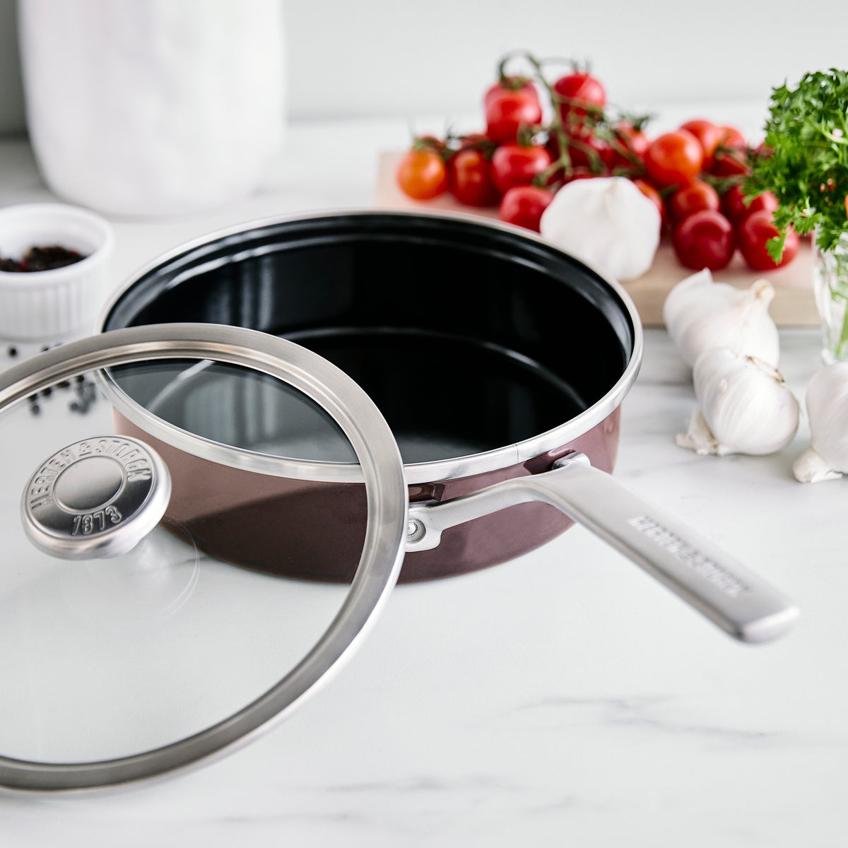 Merten & Storck Steel Core Enameled 2-Quart Sauté Pan with Lid – Chocolate Truffle