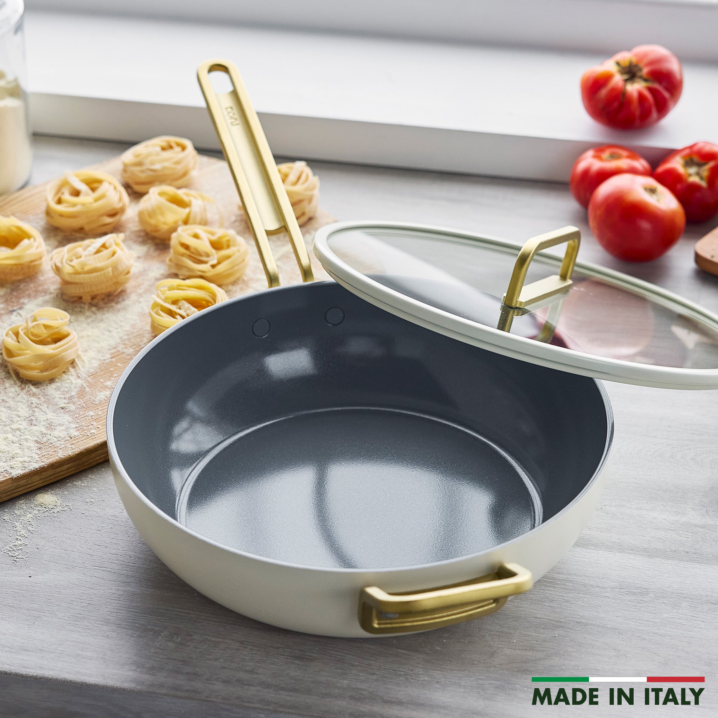Stanley Tucci Ceramic Nonstick 4.5-Quart Stanley Pan Jr. — Carrara White