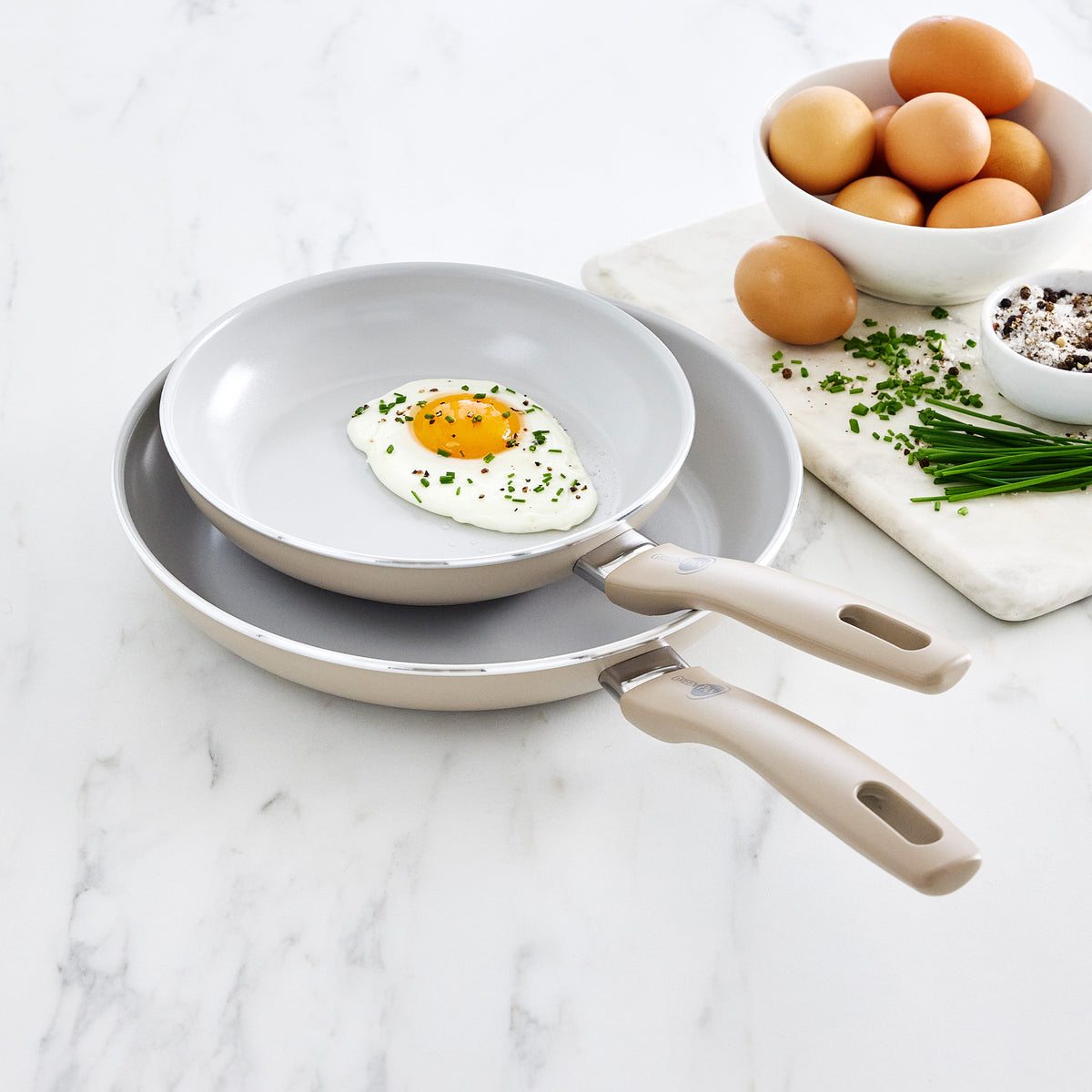 Dover Ceramic Nonstick 8" and 10" Frypan Set – Taupe