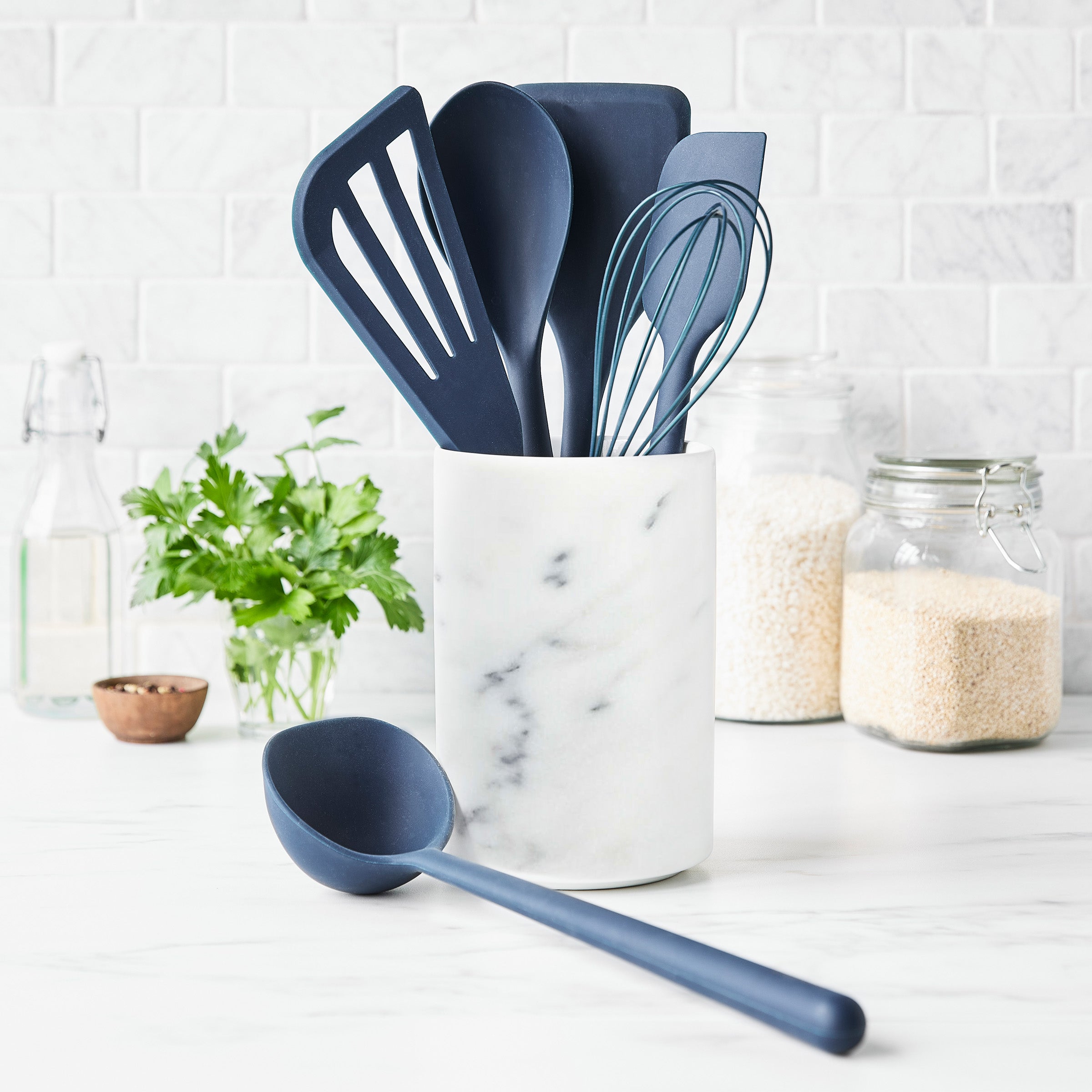GreenPan Platinum Silicone 7-Piece Utensil & Crock Set - Navy