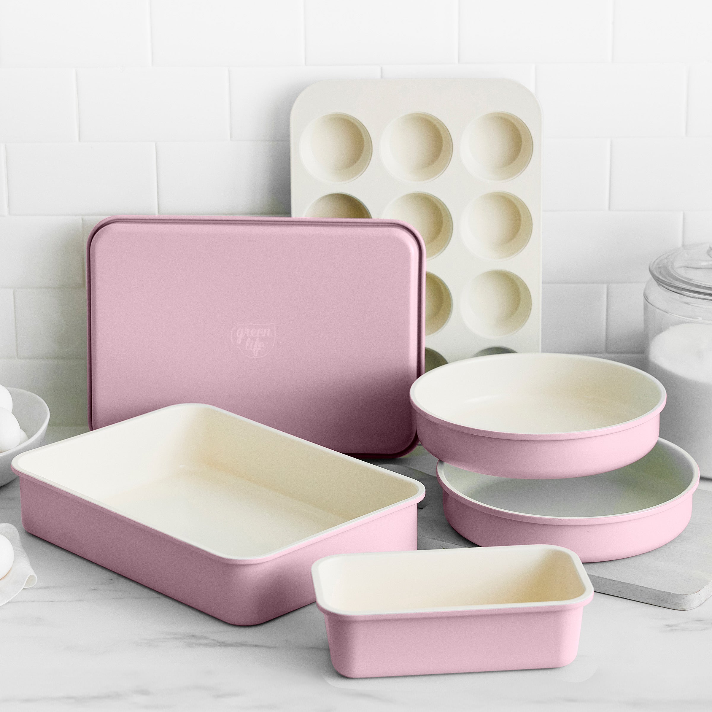 GreenLife Ceramic Nonstick 6-Piece Bakeware Set in Pink