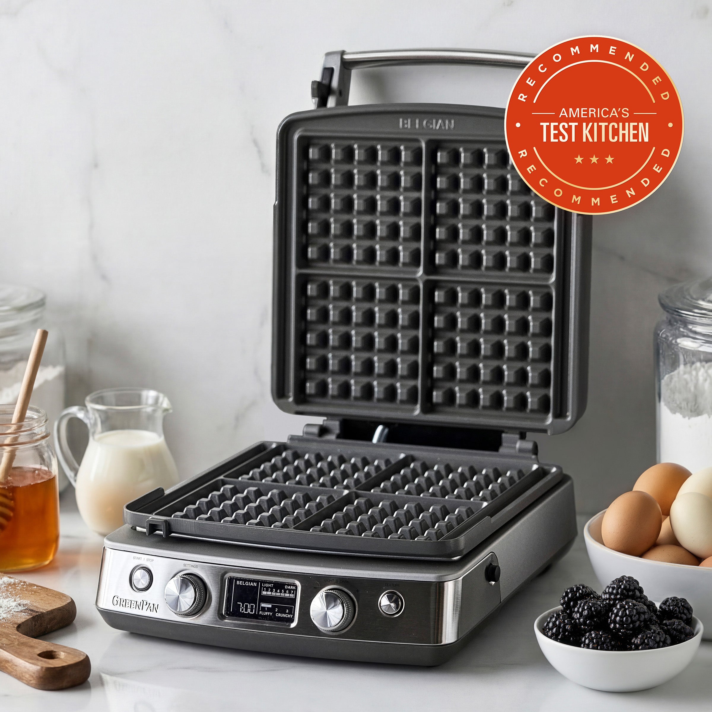 GreenPan Elite Ceramic Nonstick 4-Square Waffle Maker