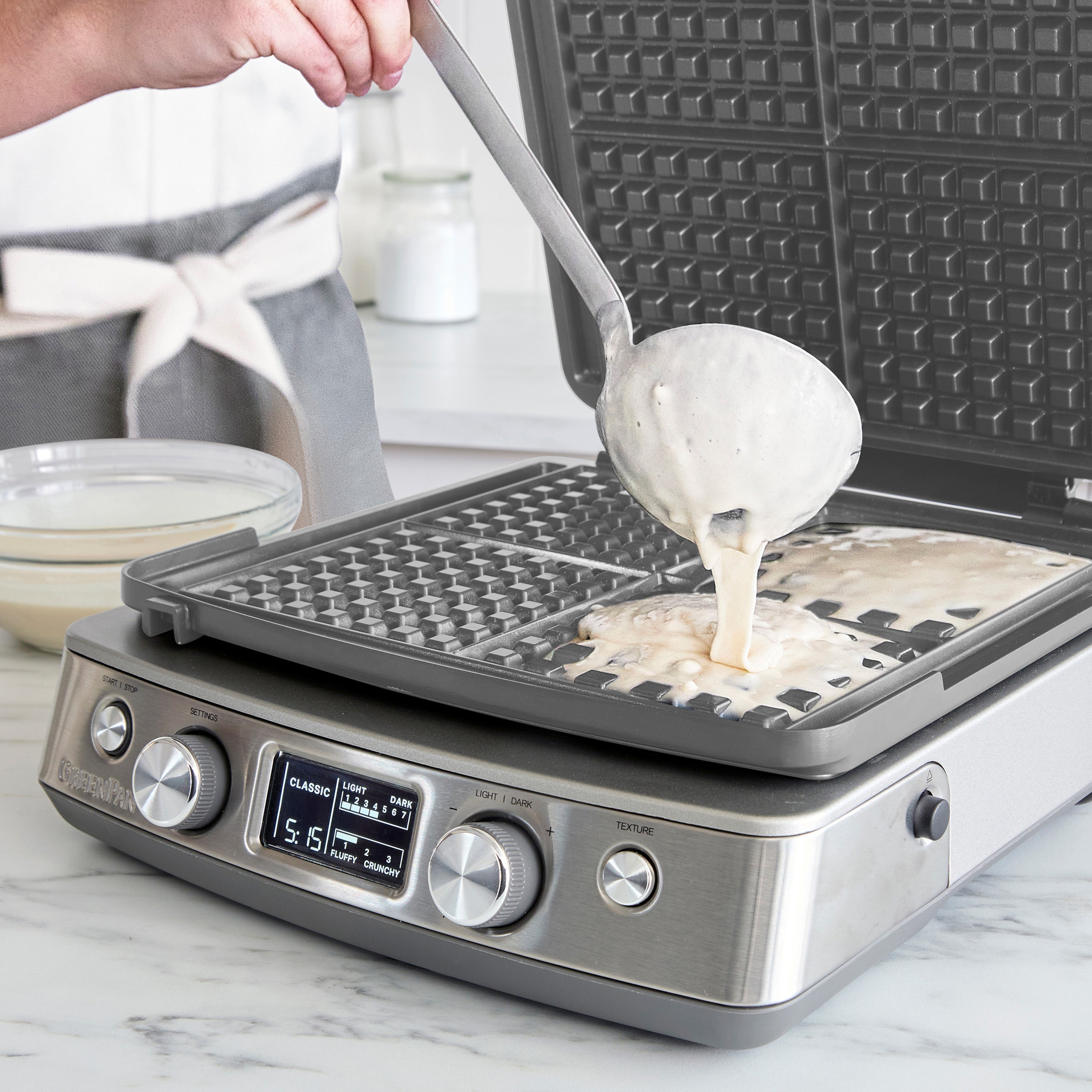 GreenPan Elite Ceramic Nonstick 4-Square Waffle Maker