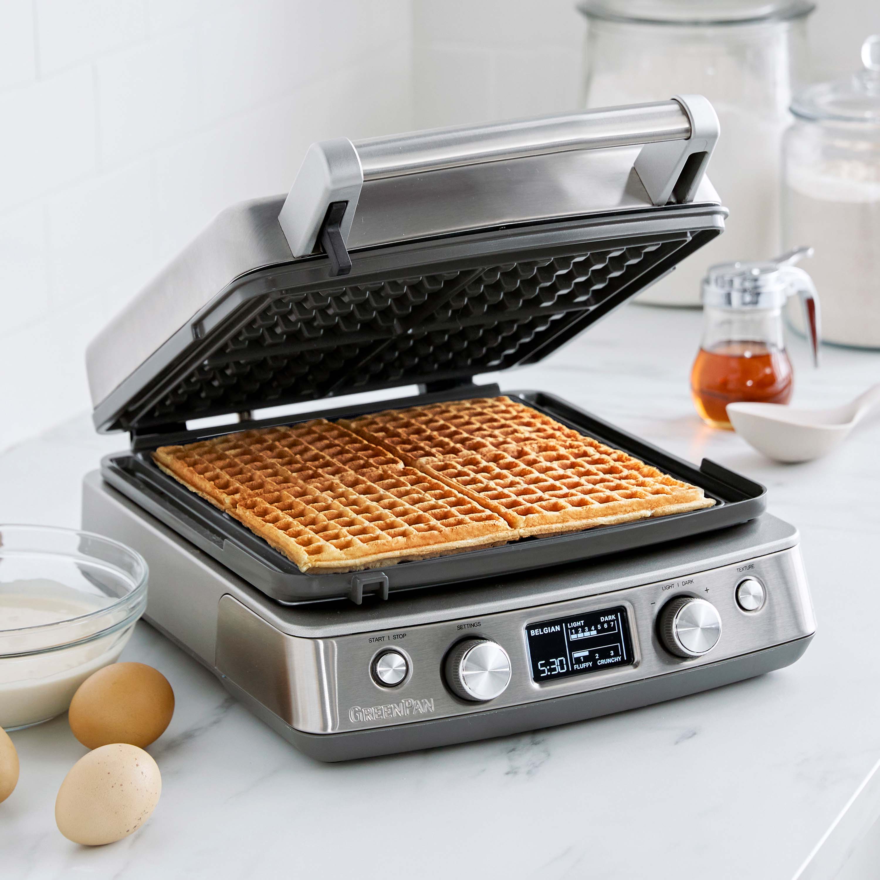 GreenPan Elite Ceramic Nonstick 4-Square Waffle Maker