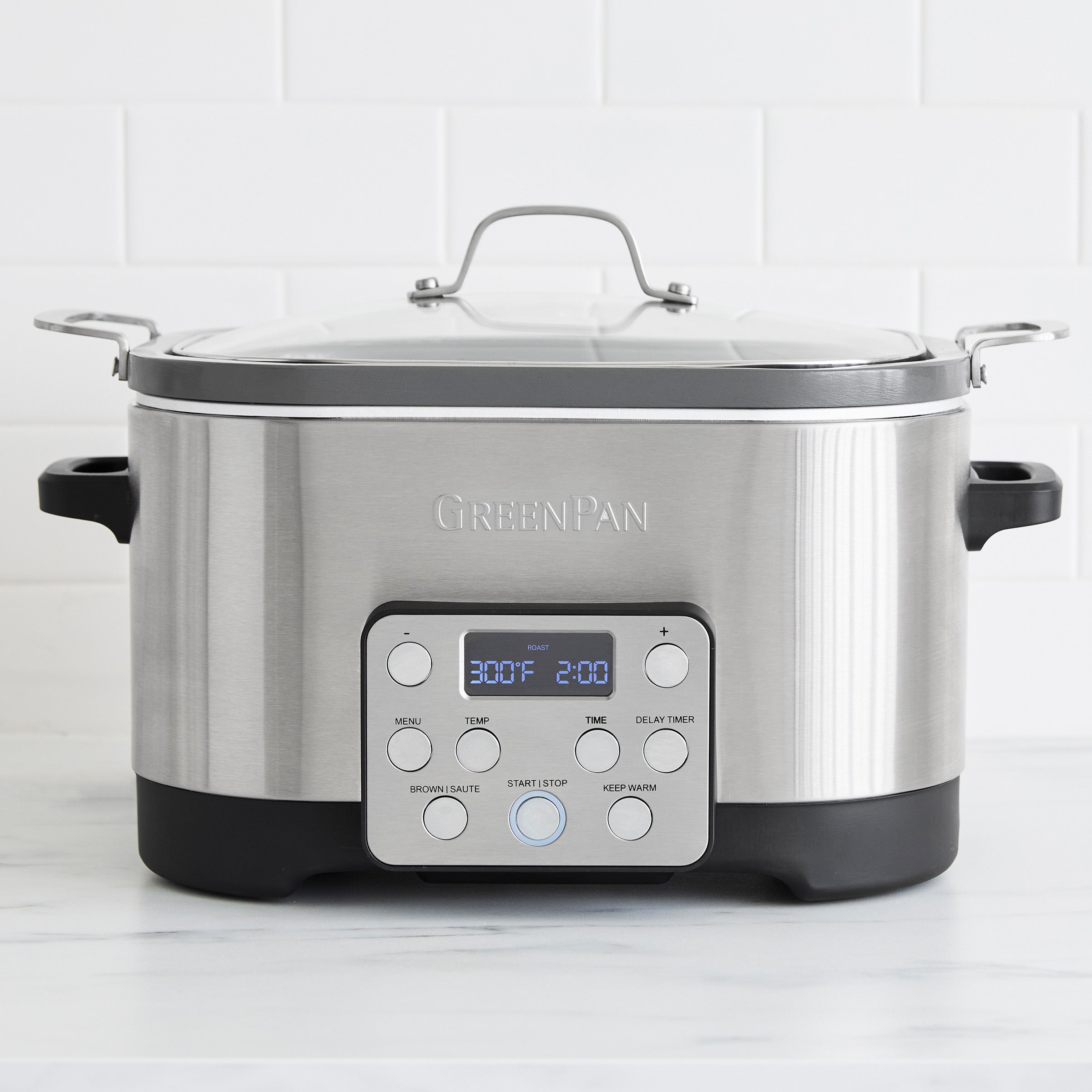 GreenPan 7-in-1 6-Quart Slow Cooker with In-Pot Browning | Stainless Steel