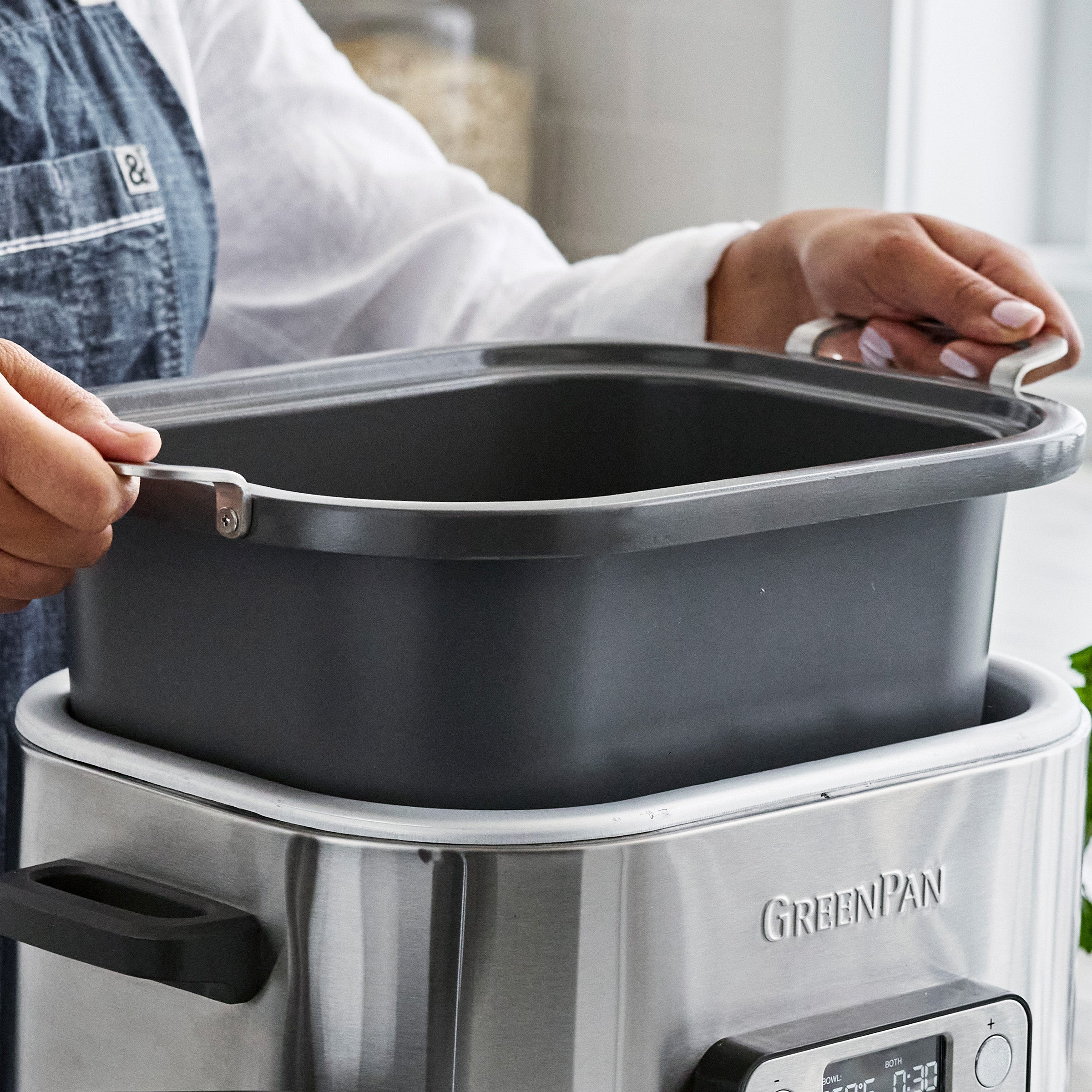 GreenPan 7-in-1 6-Quart Slow Cooker with In-Pot Browning | Stainless Steel