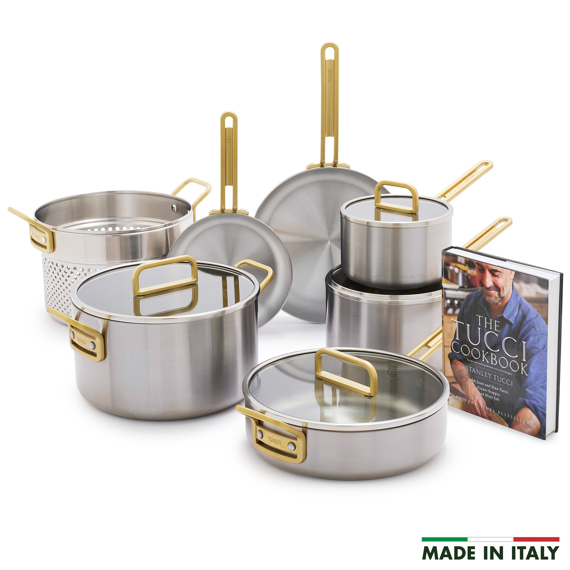 Stanley Tucci Uncoated Stainless Steel 11-Piece Cookware Set