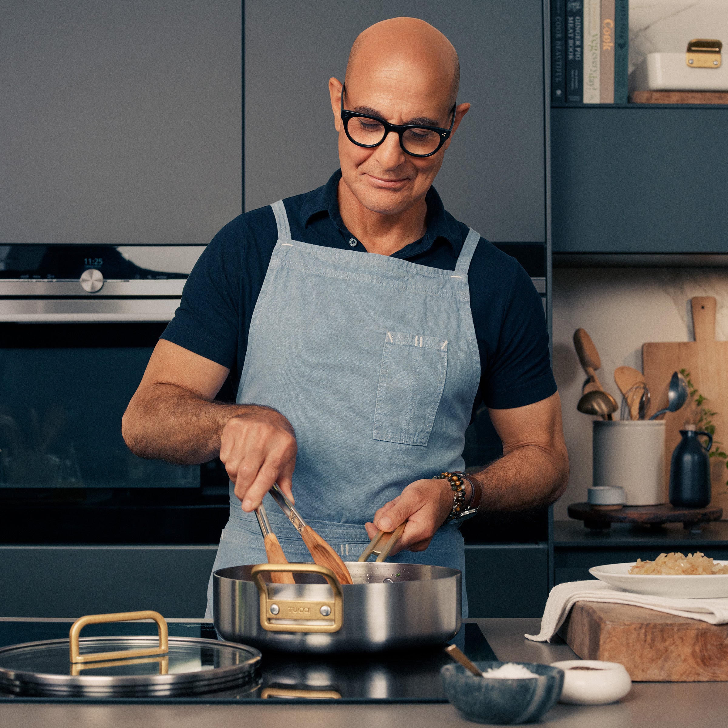Stanley Tucci Uncoated Stainless Steel 11-Piece Cookware Set