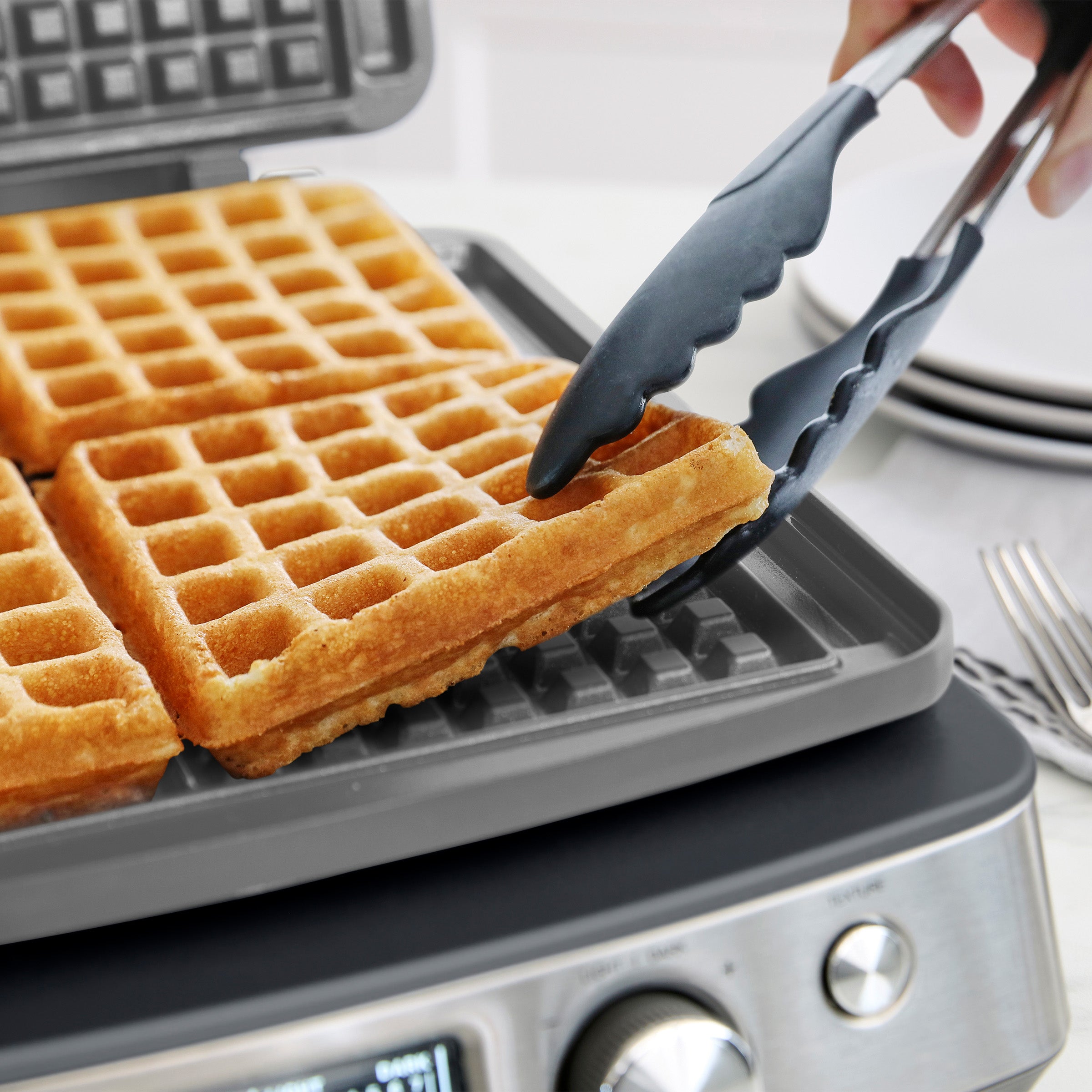 Elite Ceramic Nonstick 4-Square Waffle Maker - Graphite