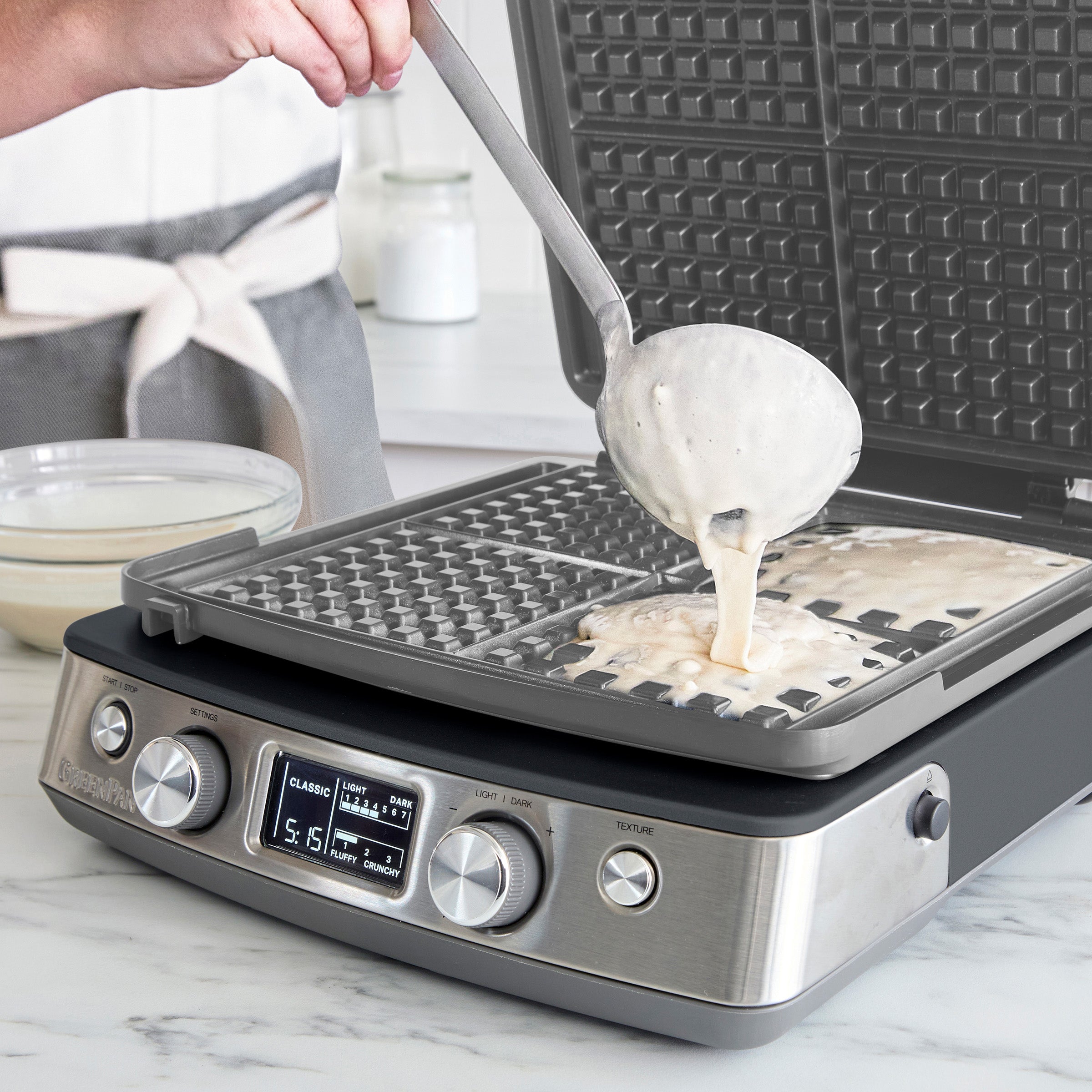 Elite Ceramic Nonstick 4-Square Waffle Maker - Graphite