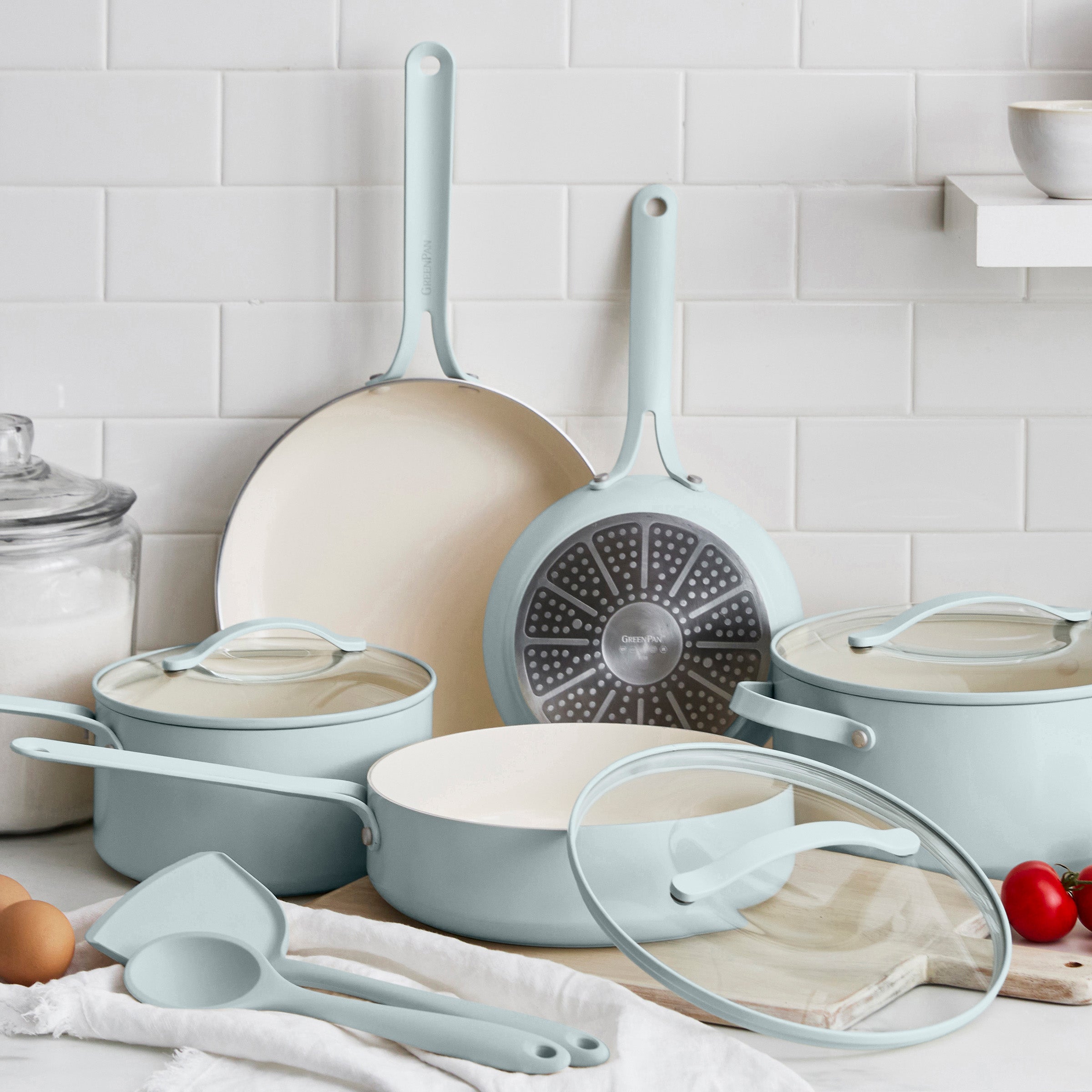 GreenPan Nova Gallery Ceramic Nonstick 10-Piece Cookware Set, Coastline