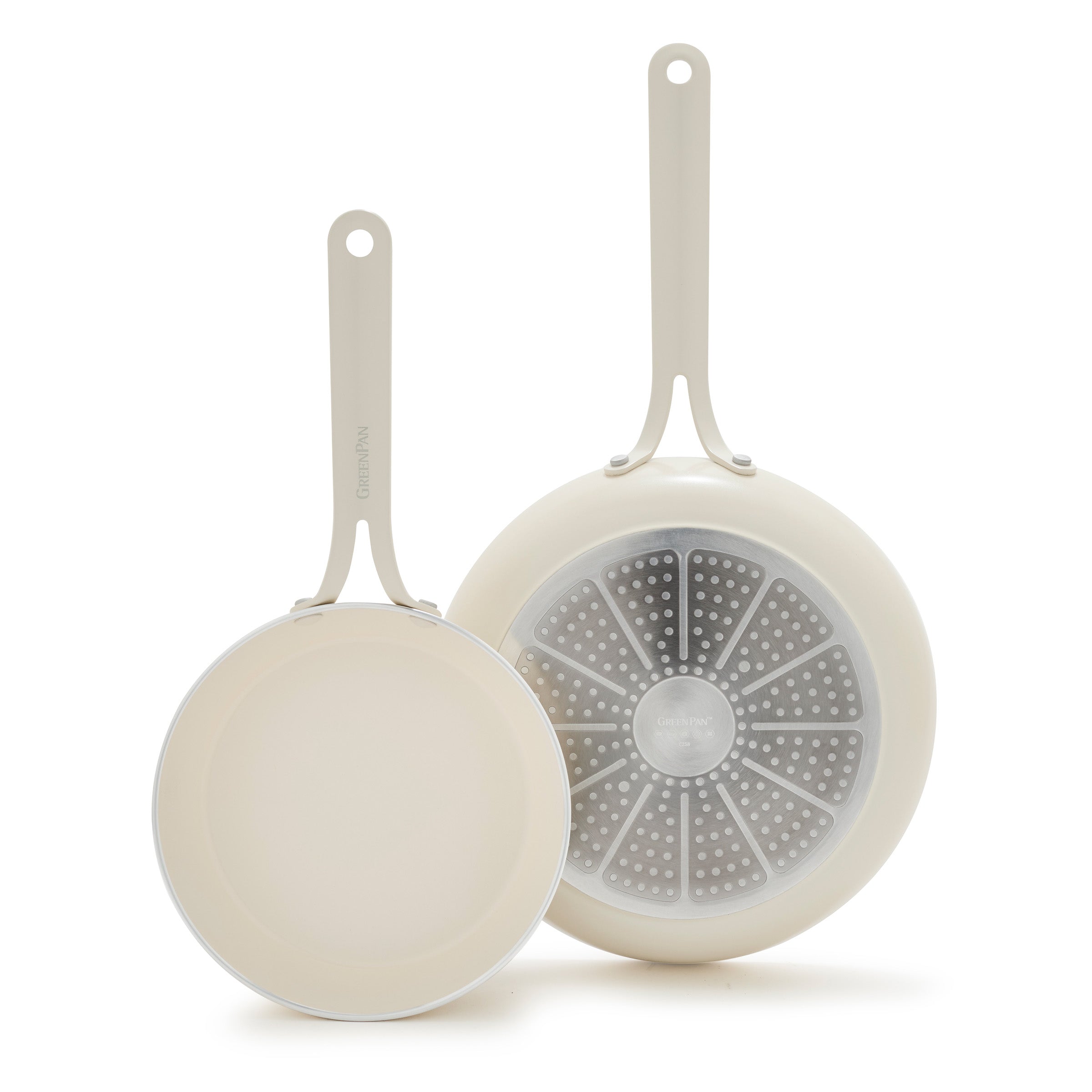 GreenPan Nova Gallery Ceramic Nonstick 8" and 10" Frypan Set, Cream