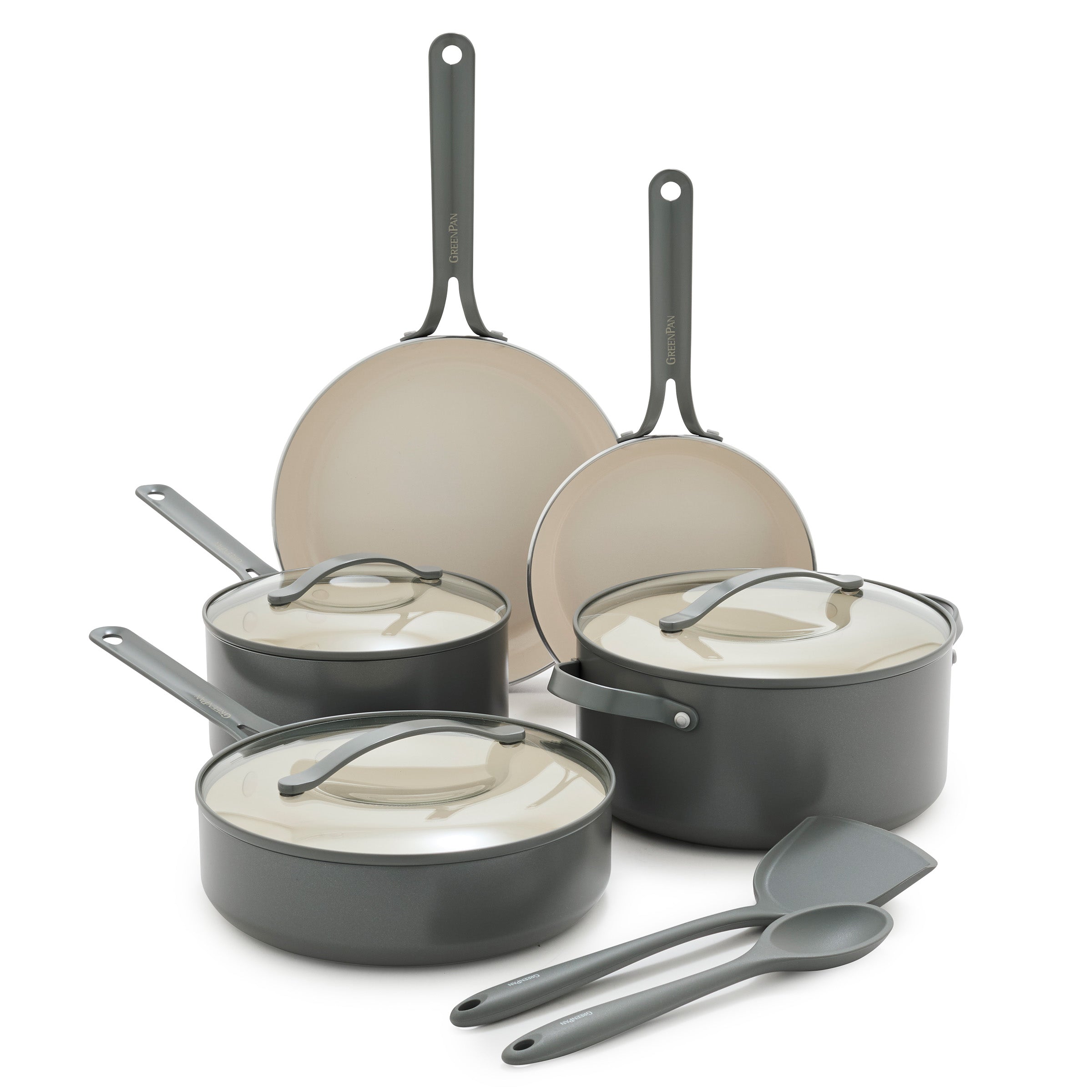 GreenPan Nova Gallery Ceramic Nonstick 10-Piece Cookware Set, Gray