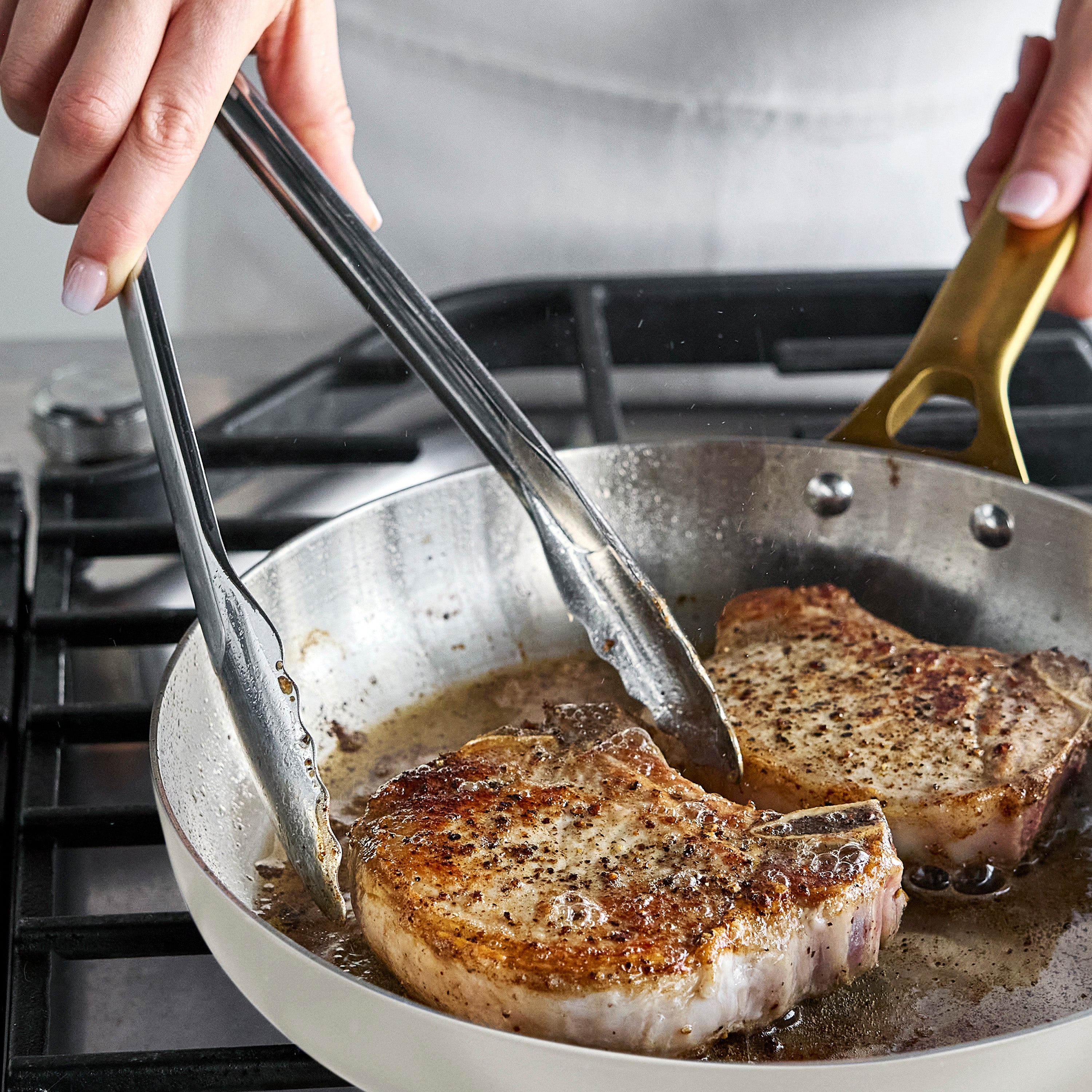 GreenPan Reserve Pro Uncoated Stainless Steel 8" Frypan, Cream