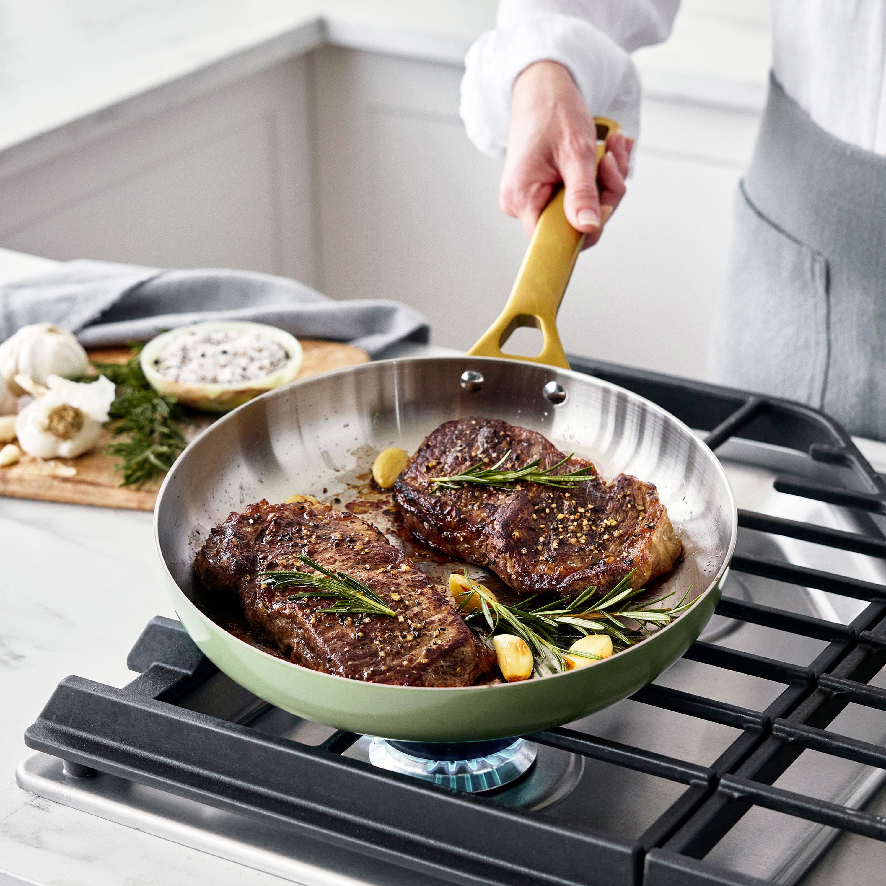 GreenPan Reserve Pro 8" Stainless Steel Frypan – Sage