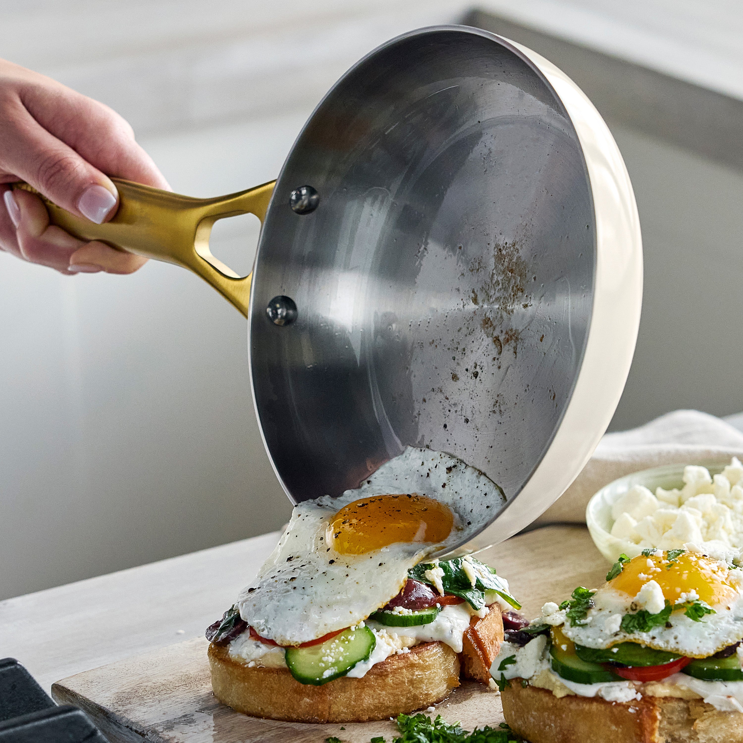GreenPan Reserve Pro 10" and 12" Stainless Steel Frypan Set – Cream