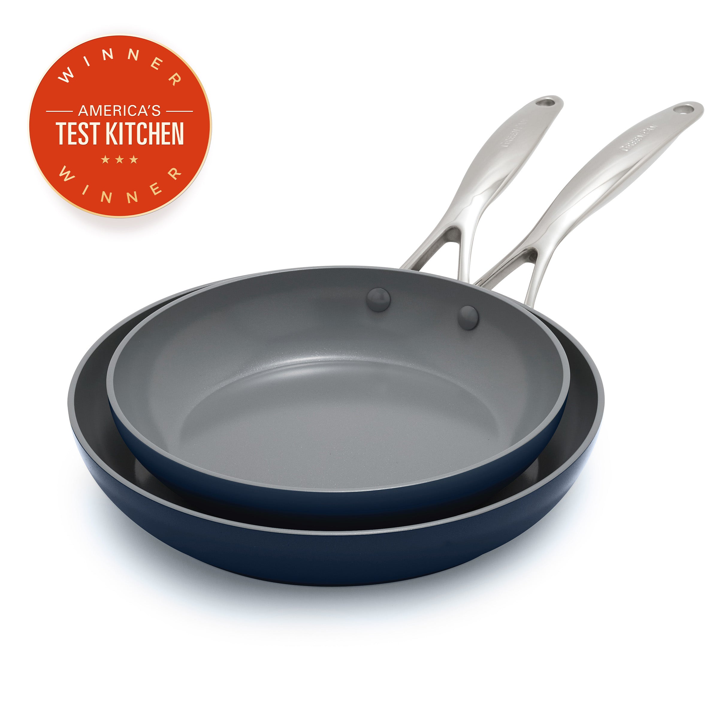 GreenPan Valencia Pro Ceramic Nonstick 9.5" and 11" Frypan Set, Twilight