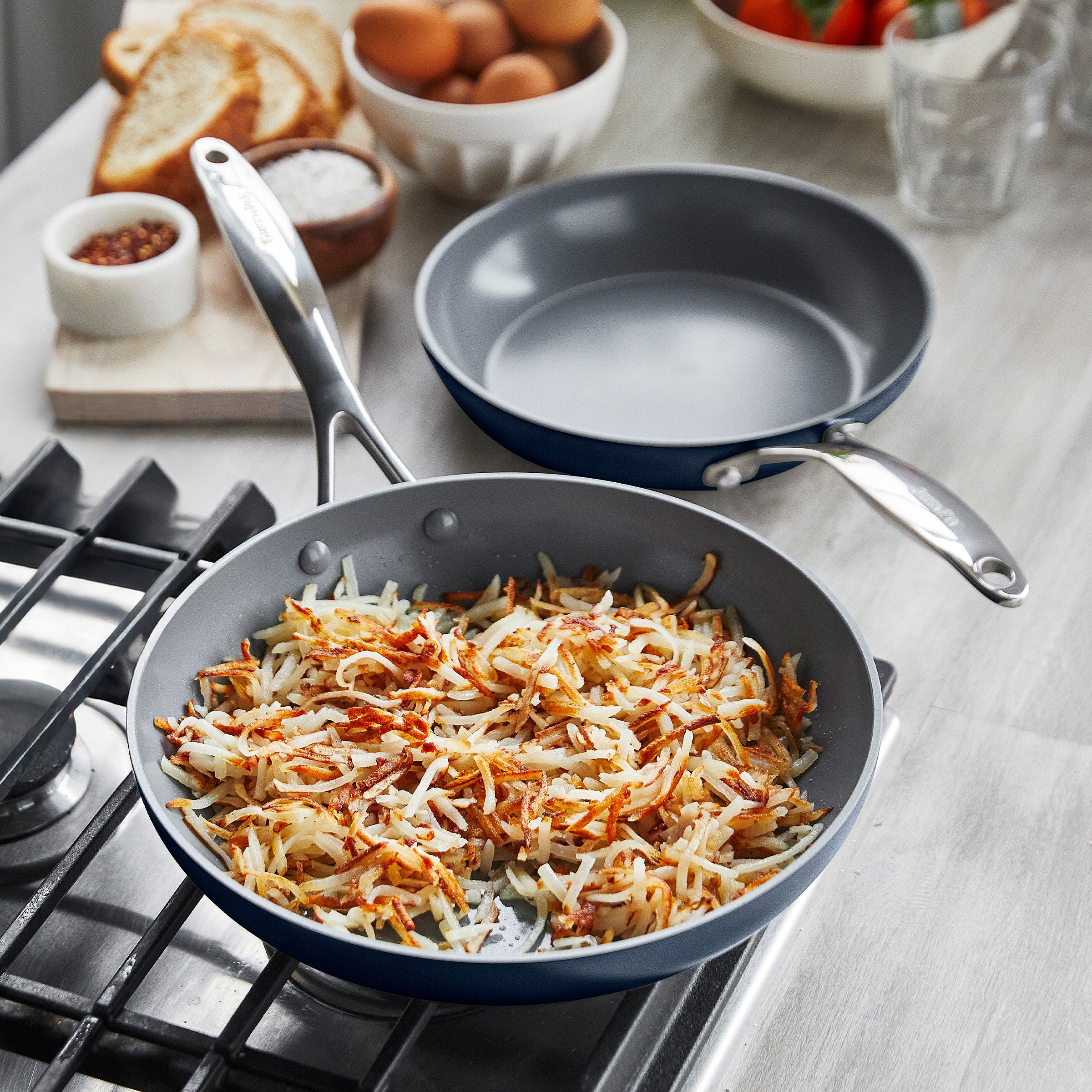 GreenPan Valencia Pro Ceramic Nonstick 9.5" and 11" Frypan Set, Twilight