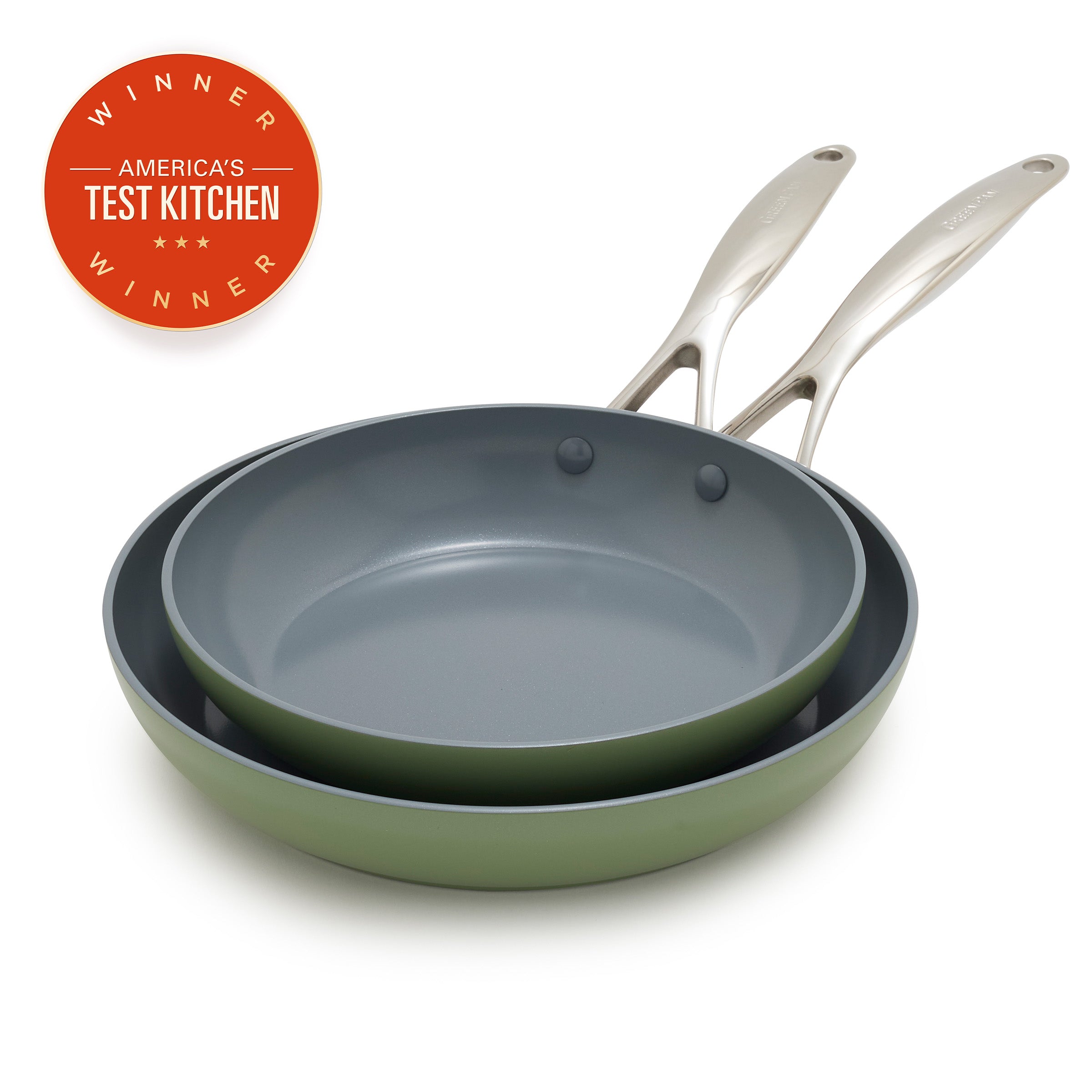 GreenPan Valencia Pro Ceramic Nonstick 9.5" and 11" Frypan Set, Sage