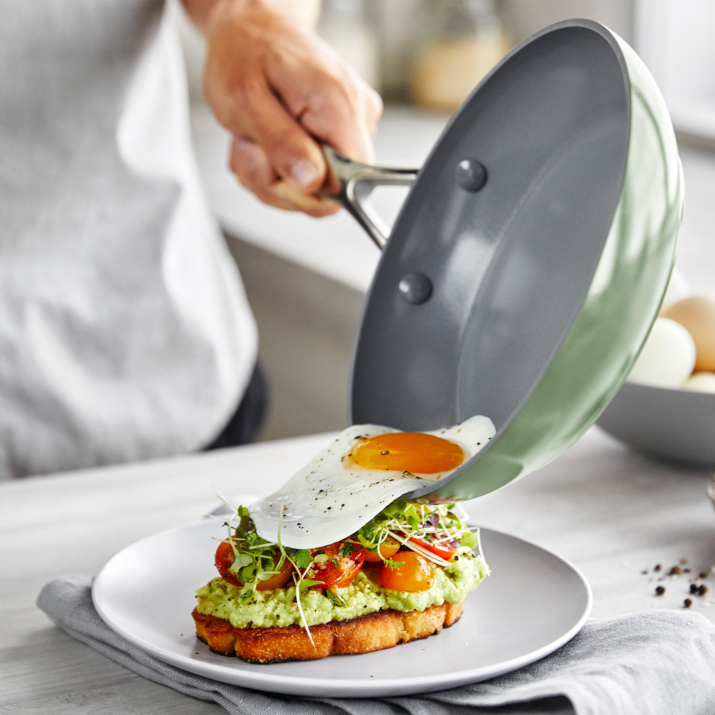 GreenPan Valencia Pro Ceramic Nonstick 9.5" and 11" Frypan Set, Sage