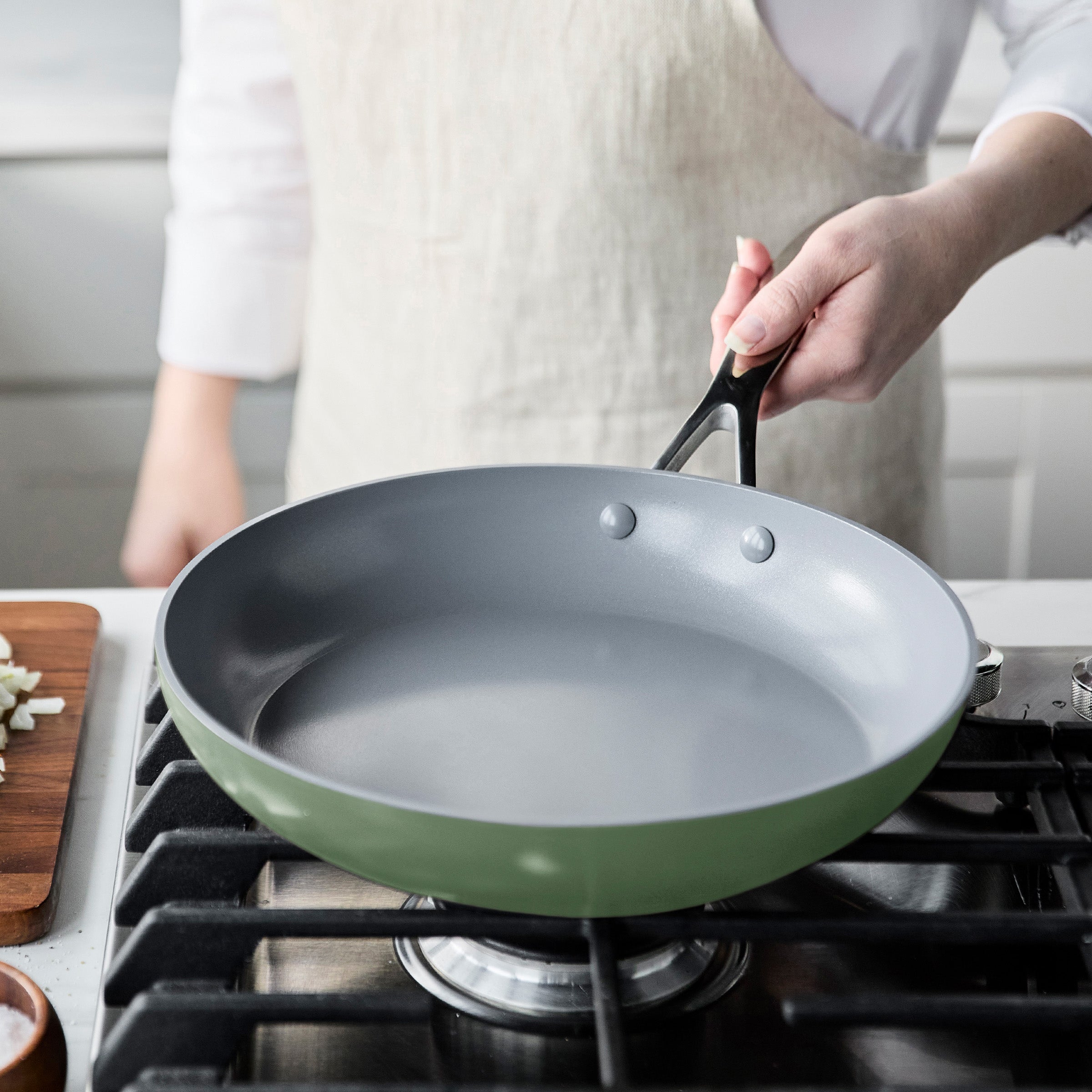 GreenPan Valencia Pro Ceramic Nonstick 9.5" and 11" Frypan Set, Sage